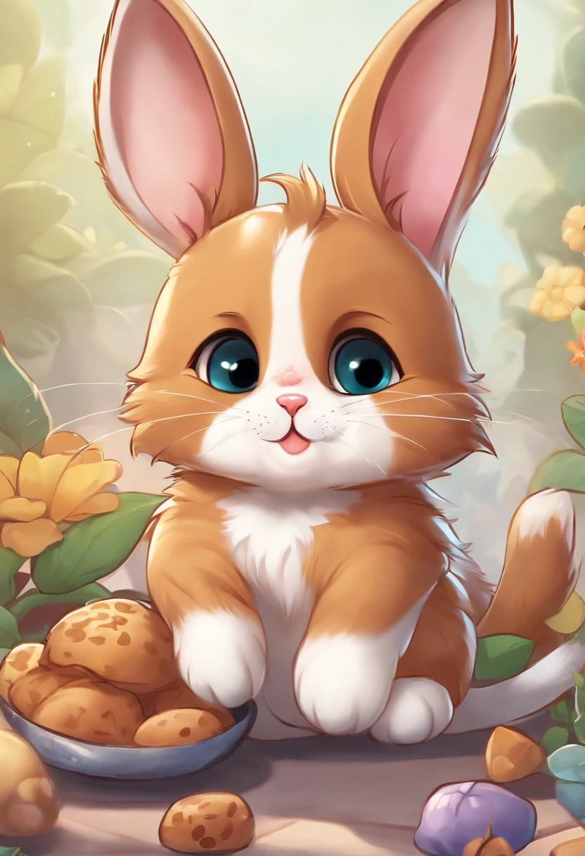 cartoon cat, cute puppy, edgy bunny, hamster, (best quality,highres:1.2), vibrant colors, soft lighting