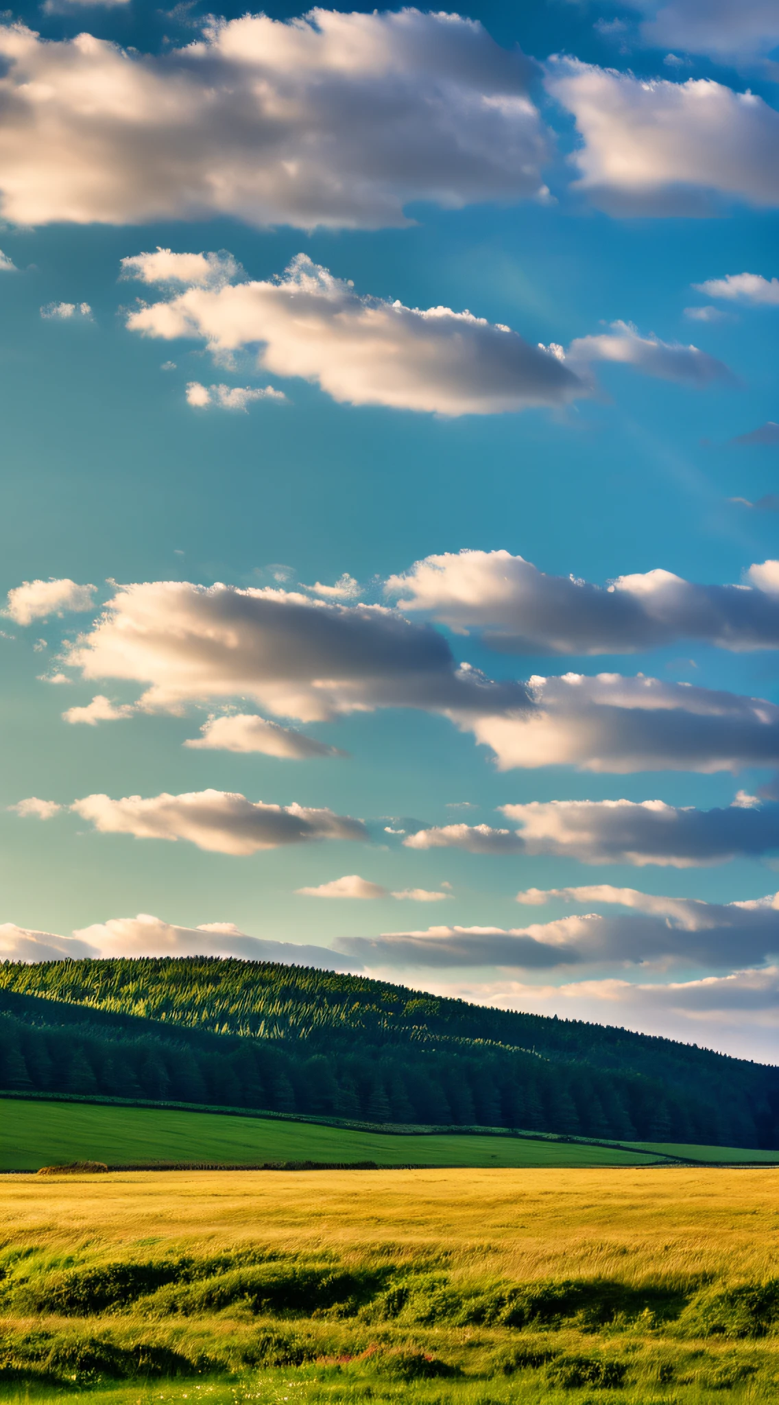 steppe landscape,blues sky and clouds, green forest, Dingdall effect,a country road,Colorful hot air balloons,high quality desktop wallpaper, verdant forest, detailed fields nature, beautiful english countryside, Stunning landscape, Rolling hills, Landscape wallpaper, lush countryside, Patches of green forest, breathtaking landscape, green fields in the background, High quality wallpaper, Beautiful wallpaper