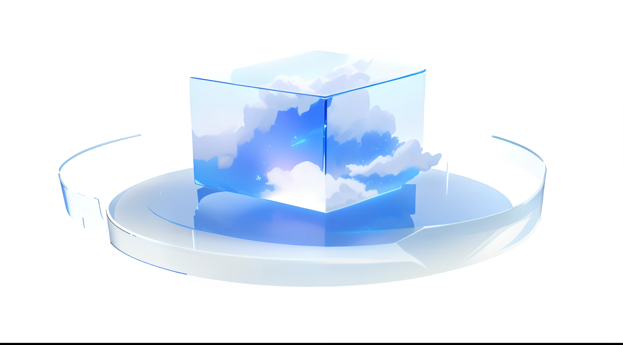 3D icons,ICON in the shape of a cloud,Blue frosted glass,White acrylic,white backgrounid,3D studio lighting,High technology,iso-distance view,。.3D,Glass form,Blander,OC renderer,Details 8k