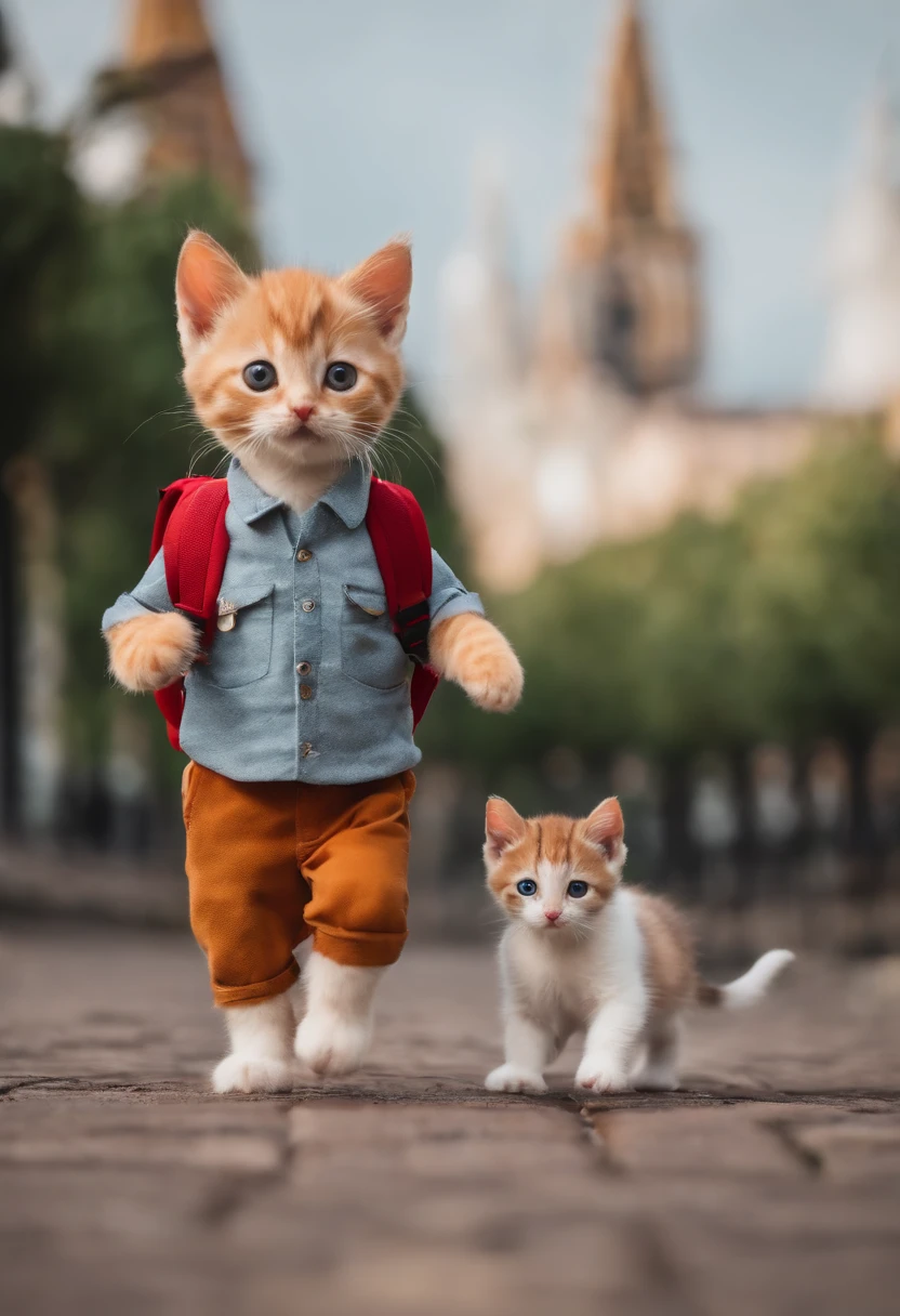I have two little kittens, a cute little cat, cute kittens, Cutest, Incredibly cute, Adorable and cute, And cute and lovely. They are walking down the street with backpacks, Walking together, commute, Proudly walk down the street, And the cat is walking. They are cute in the style of 🍂 and 🍁, Adorable and cute, Cute and adorable, oh, nice and cute. They are known as real-life Tom and Jerry.