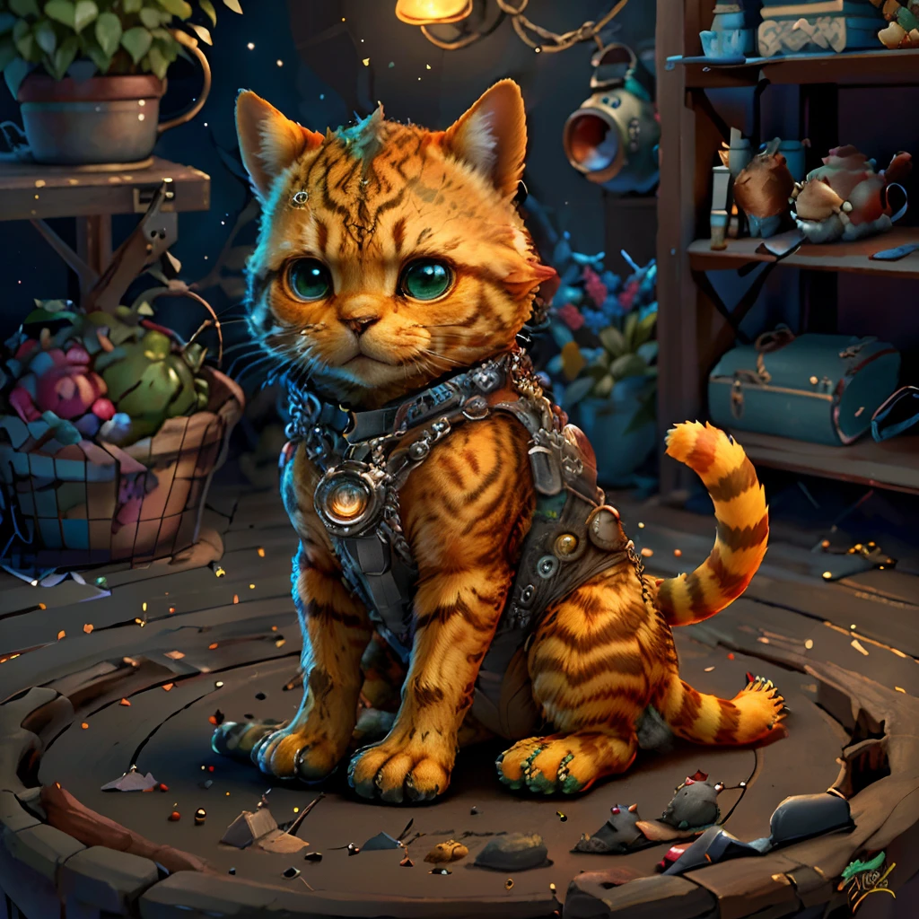 Colorful cat,Bright background,adolable,Fantasy,intricate-detail {brightened,K HD,32k constellations