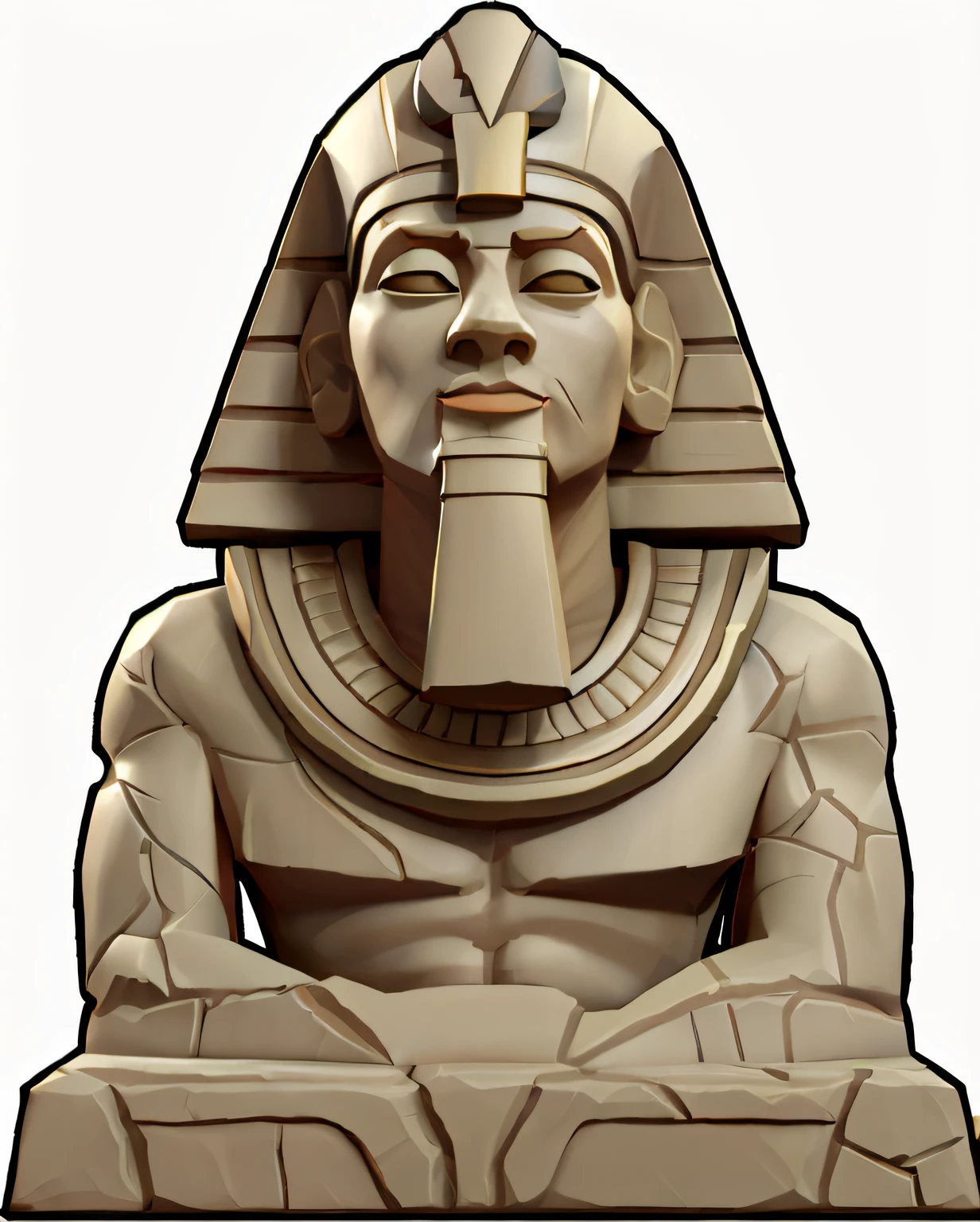 cartoonish style,Pharaoh statue,Simple details,handpainted,4K,Block polygons,low poly,minimalist wind,k hd,Master's