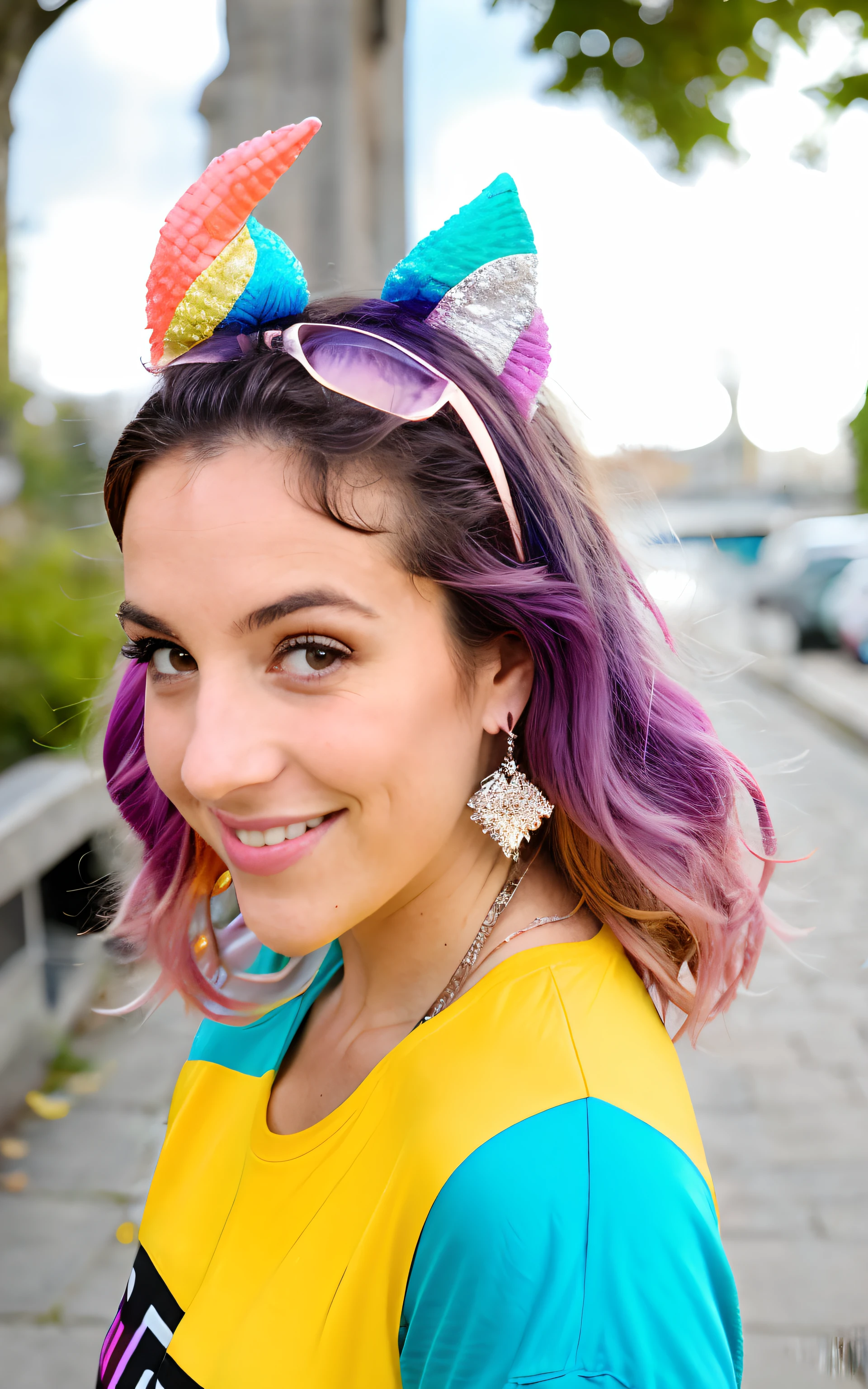 Alors, Imagine a super cute and stylish girl, avec des cheveux colorés 🌈 en cascade et un sourire éclatant 😄. Je porte une tenue tendance, avec un T-shirt à motifs et une jupe plissée qui vole au vent 🌬️. Mes accessoires préférés sont des boucles d’oreilles en forme d’étoiles ✨ et un sac à dos en forme de licorne 🦄 qui ajoute une touche de féerie à mon look. Mes ongles sont peints dans des couleurs vives et funky 💅, et mes chaussures scintillent comme des diamants 💎. I'm surrounded by art and creativity : des pinceaux colorés 🖌️, des crayons brillants ✏️, des pots de peinture éclatants 🎨 et des feuilles de papier où les idées s’envolent 📝