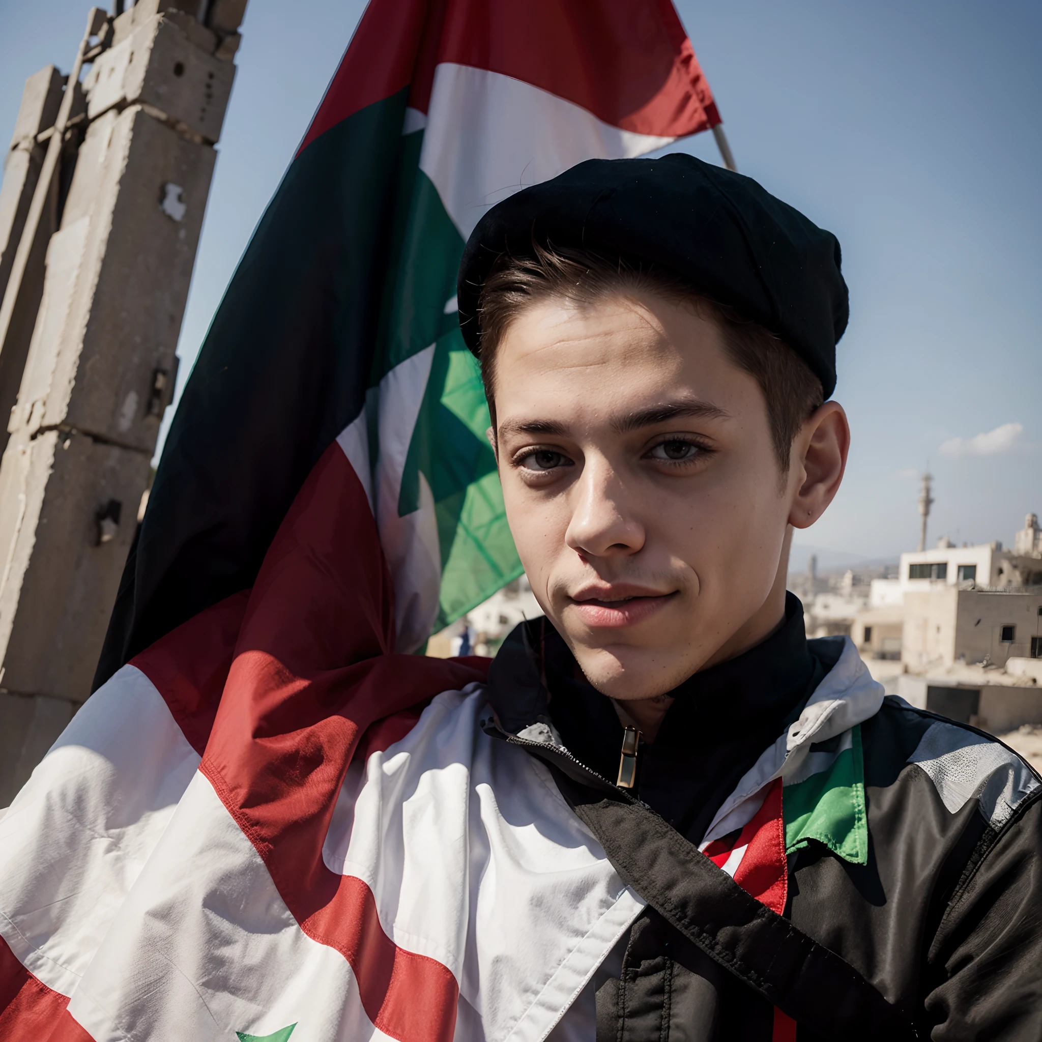 Revolutionary Pete Davidson with Palestinian flag