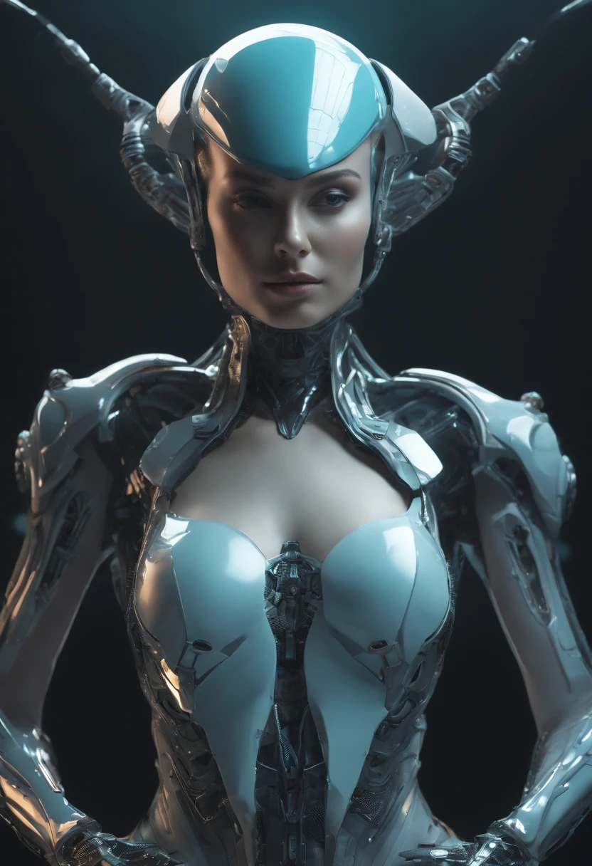 ral-opal, meahophontron, Whole body, Beautiful woman robot face, blue eyes, cyberpunk, devil nun, negro, looking to the camera, nun body clothing, primer plano looking to the camera, realist, Beautiful woman, Cara sexy, black clothes, Gray and blue, blue heels.