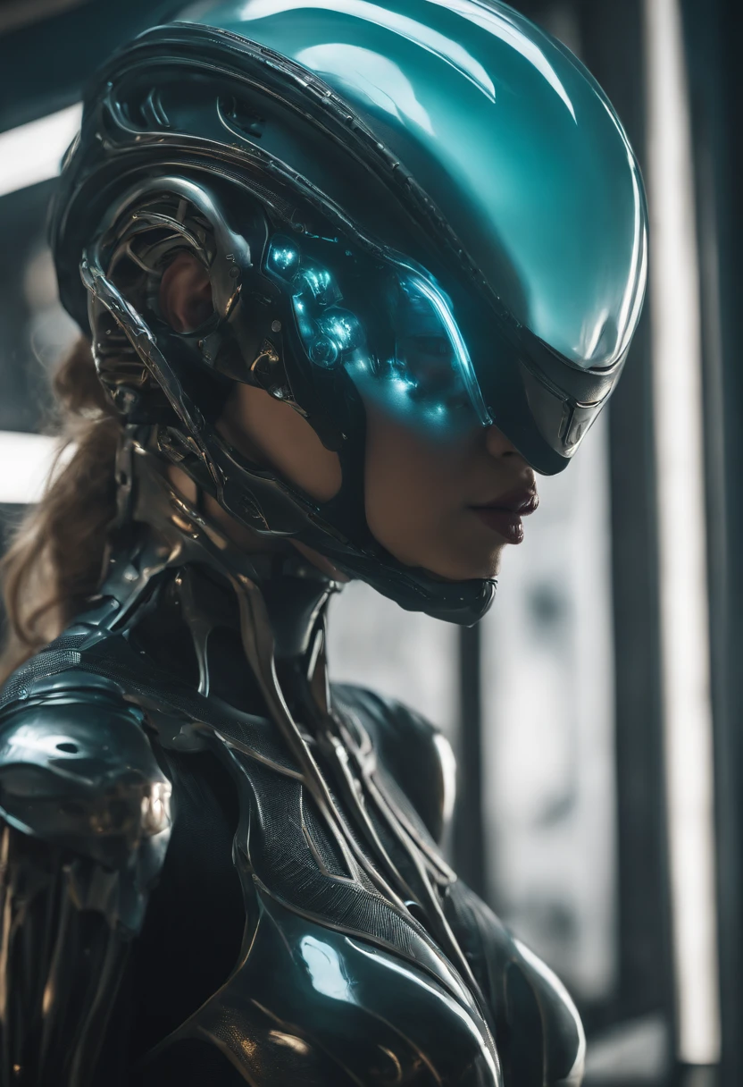best quality,master piece,intricate details,nsfw,1girl,solo,(full body:1.4),(light smile),legs,simple background,brightly,lips,alien android,simple background,alien,brain in (transparent:1.2) skull,(organic helmet),a beautiful futuristic woman with a futuristic head,in the style of dark white and light aquamarine,translucent skin,undefined anatomy,eccentric detail placements,alien worlds,intricately sculpted,techpunk,spine,exo-skeleton,colored skin,upper body,closed mouth,breasts,depth of field,ultra hd,matte photo,bold yet graceful,intricate embellishments,8k resolution,