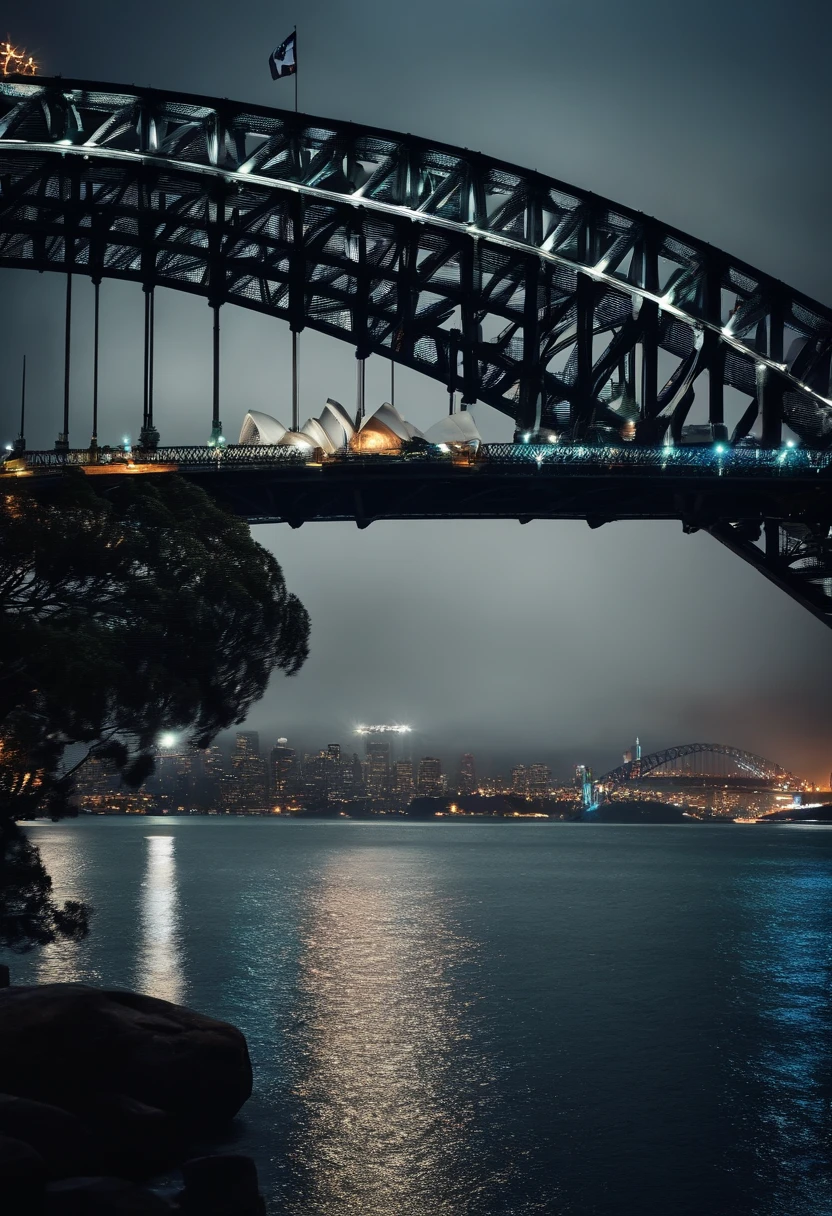 sydney harbour bridge,snowing, high quality