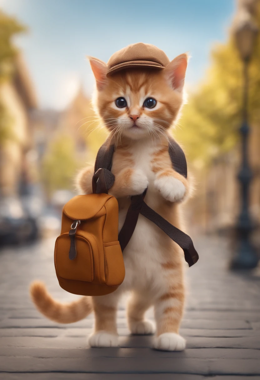I have two little kittens, a cute little cat, cute kittens, Cutest, Incredibly cute, Adorable and cute, And cute and lovely. They are walking down the street with backpacks, Walking together, commute, Proudly walk down the street, And the cat is walking. They are cute in the style of 🍂 and 🍁, Adorable and cute, Cute and adorable, oh, nice and cute. They are known as real-life Tom and Jerry.