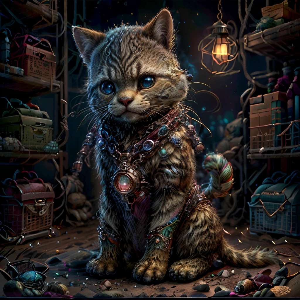 Irridescent color、Colorful cat,Farbe々ornamented、Bright background,adolable,Fantasy,intricate-detail {brightened,K HD,32k constellations