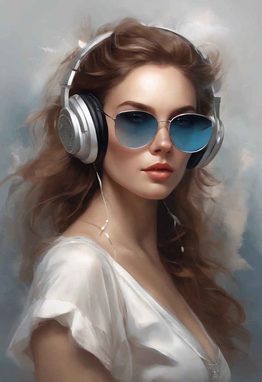 Perfect centering, Cute kitten in everything, Put on your student jacket, wearing sunglasses, wearing headphones, Standing position, abstract beauty, centered, looking at the camera, facing the camera, On the way to perfection, dynamic, moon light, Highly detailed, Digital Painting, Art Stations, ConceptArt, Smooth, sharp-focus, 8K, high-definition resolution, illustartion, art by Carne Griffiths and Wadim Kashin, whitebackground
