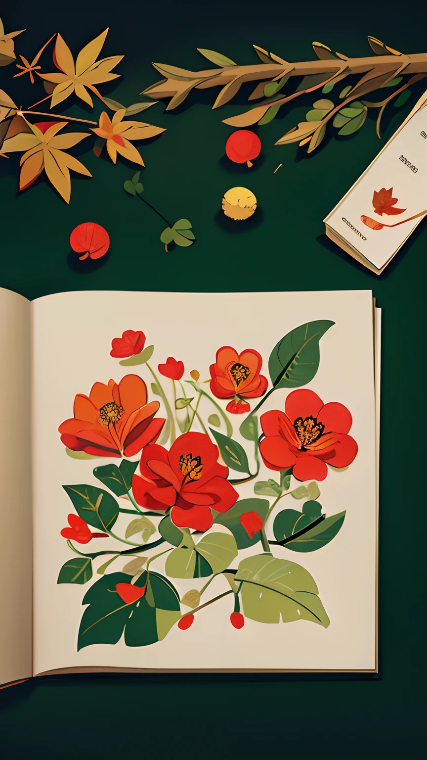Slight vintage color,planar,,RISO print style,illustration,adolable,Leave black space,low-saturation,Lots of leafs,verdi carpet aubusson, Individually arranged,leafs,branches,Printing, a sticker,Random distribution,Lovely drawing stylered mushroons, green Color guide,Graphic design,Carpet pattern,(with black background)
