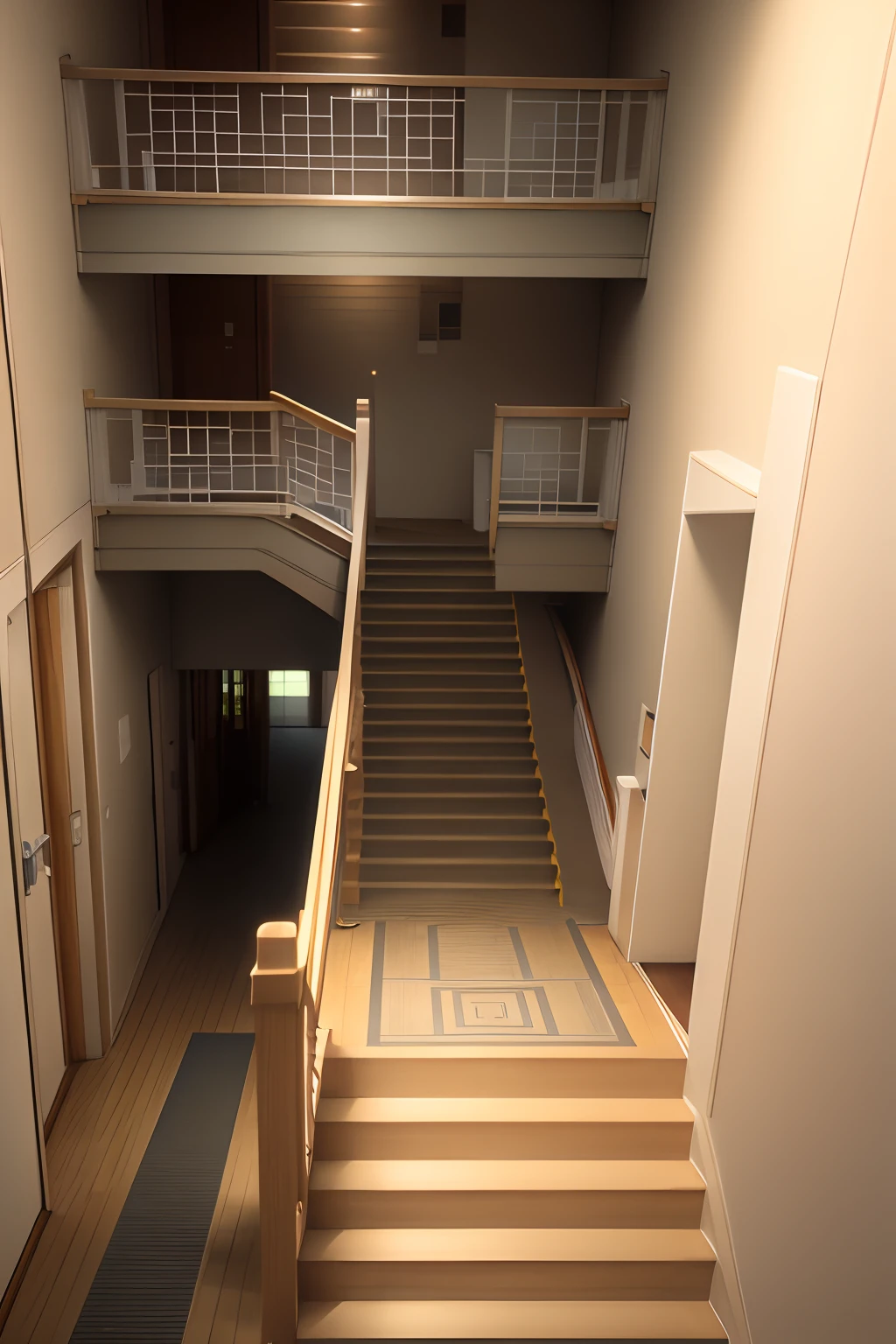 stairway、aisle、A labyrinth made up of landings。unmanned。