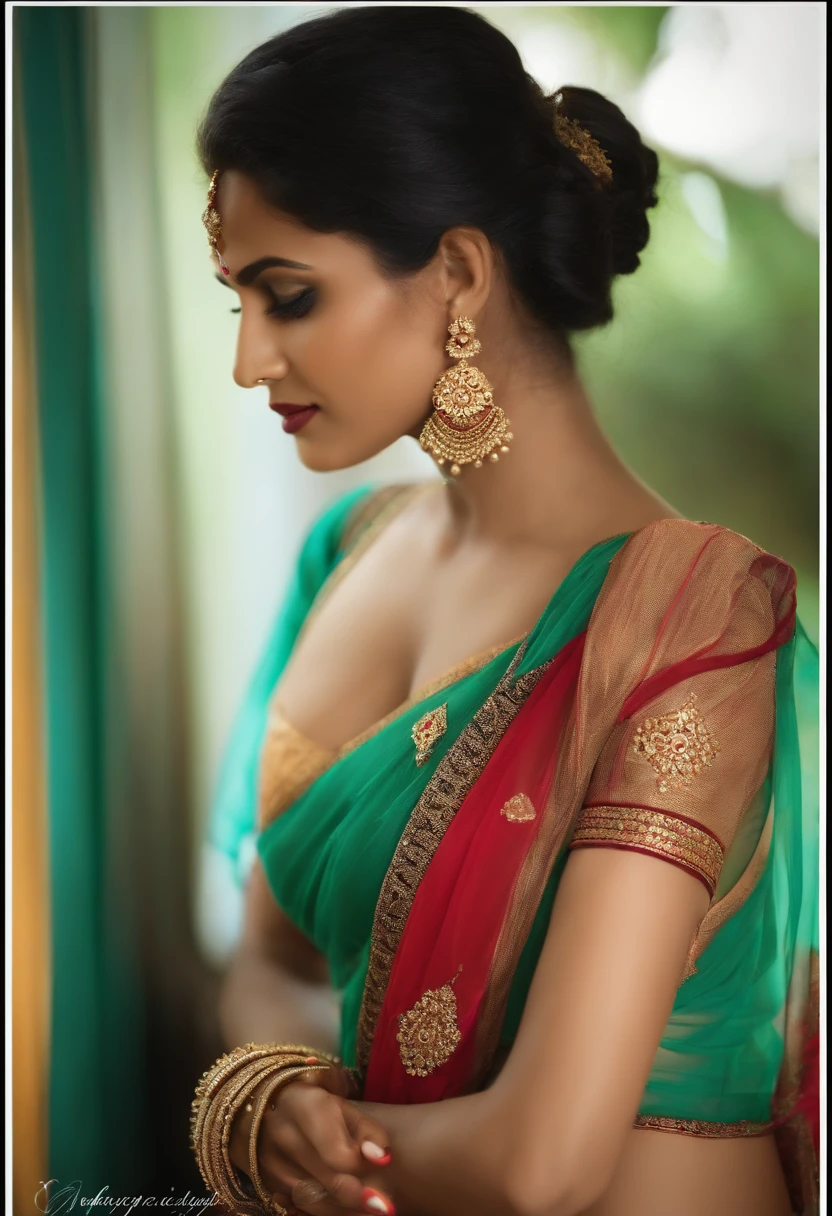 Saree in bra