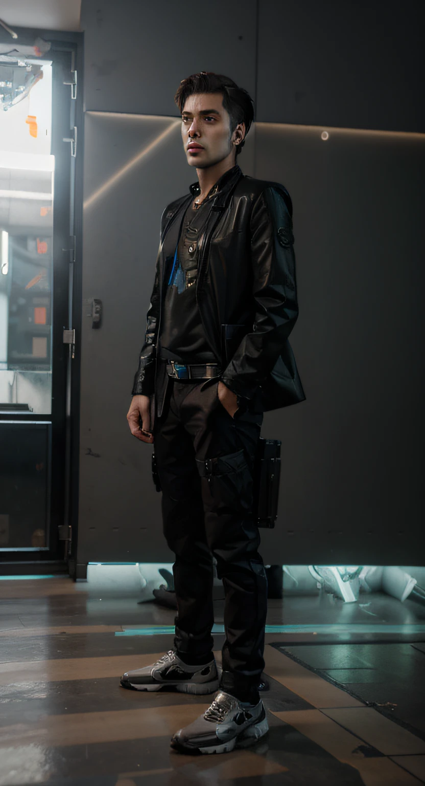 change background cyberpunk handsome boy, realistic face, 8k, ultra realistic