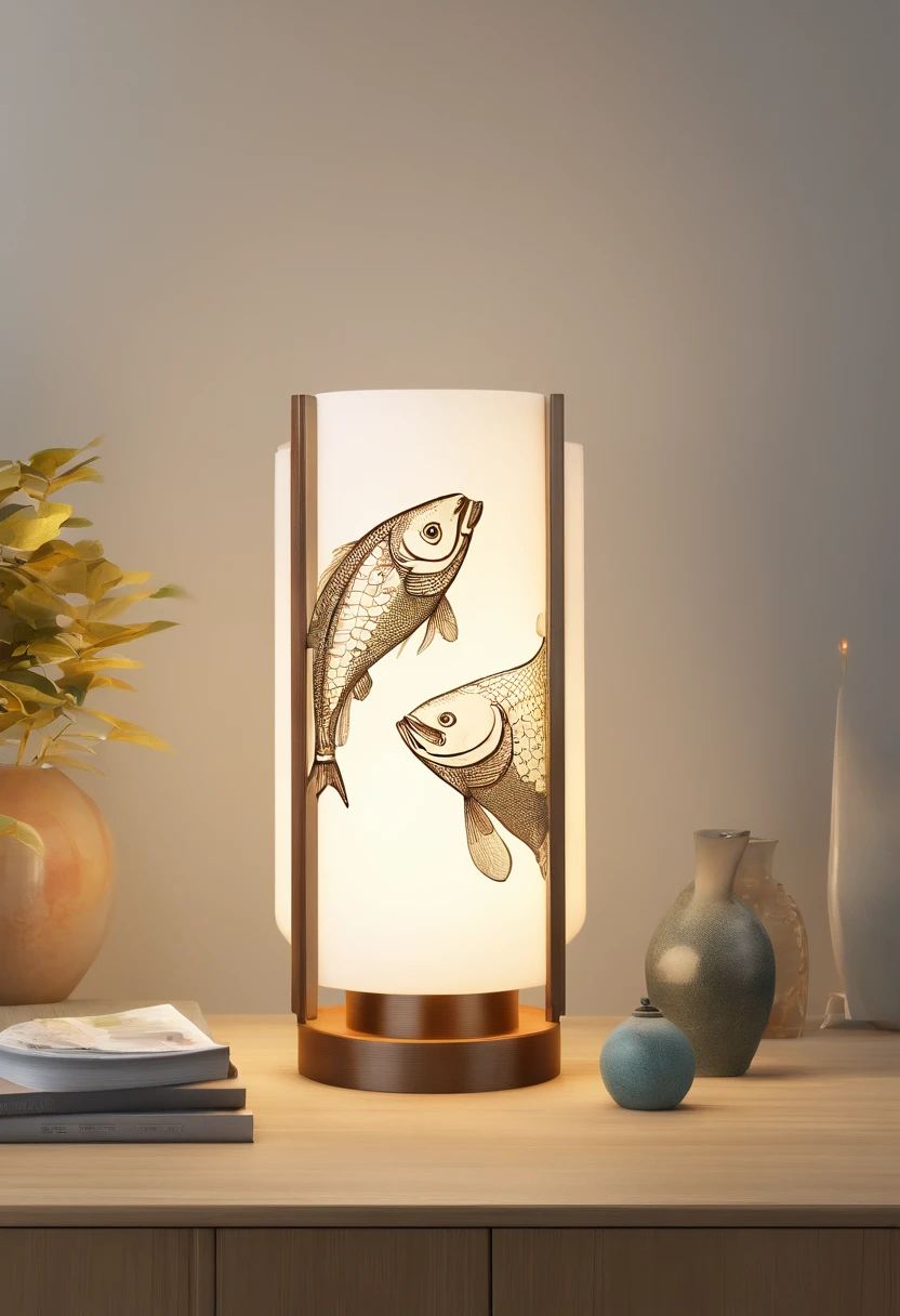 Lamp for yin and yang and fish collection