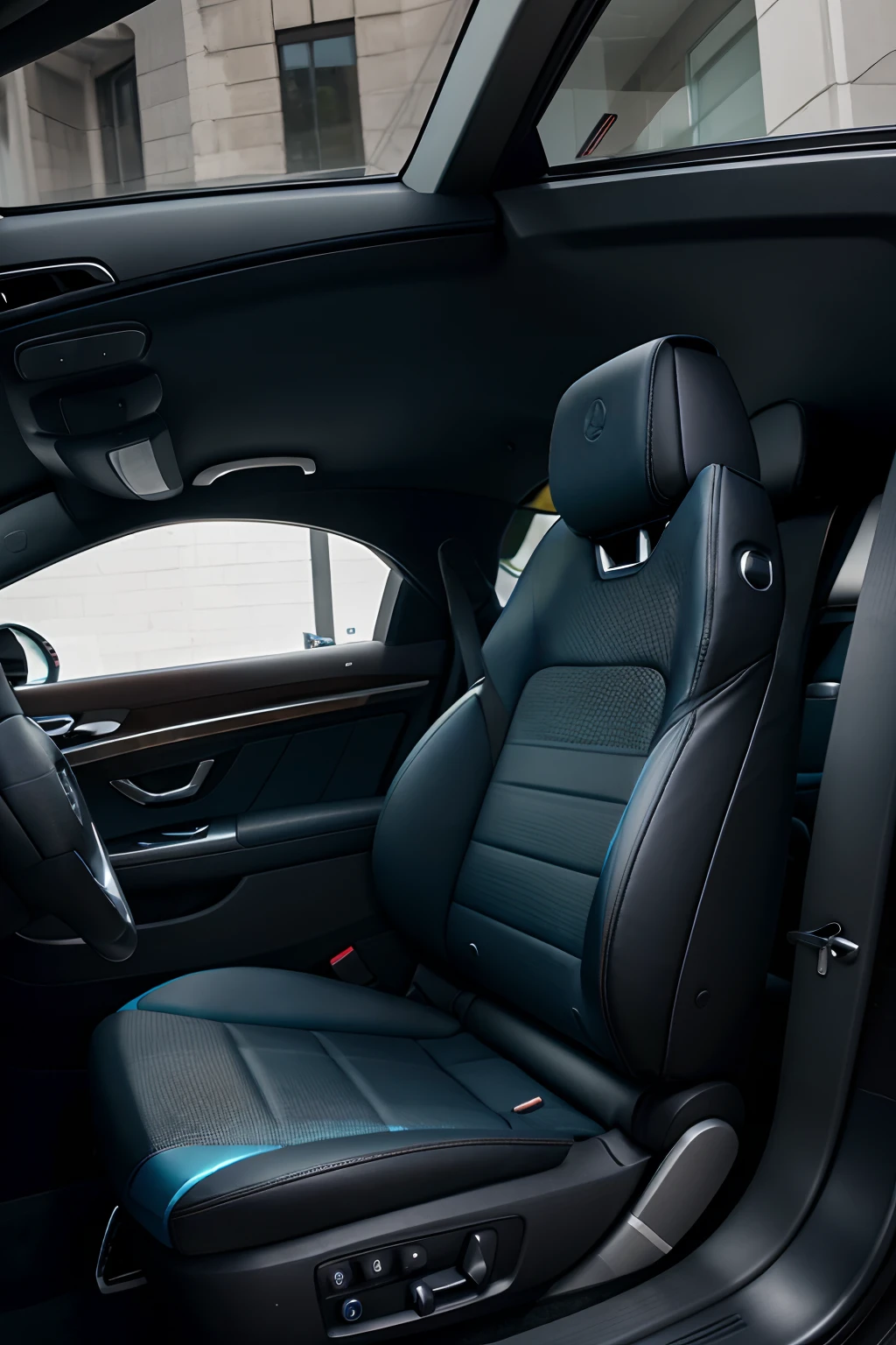 Create interior design for Mercedes c300 2010 , blue and black upholstery