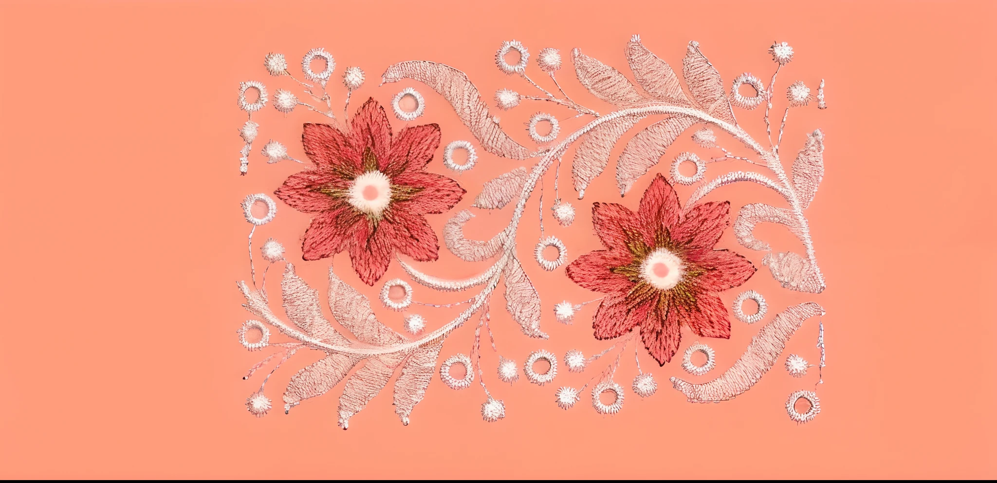 embroidery design of two flowers with pearls on a pink background, fabric embroidery, floral lacework, peach embellishment, intricate border designs, beaded embroidery, with kerala motifs, floral embroidery, flower motif, intricate flower designs, decorative border, embroidery, kerala motifs, stylized border, border pattern, floral design, earring design, lace, decorative design, fractal lace.