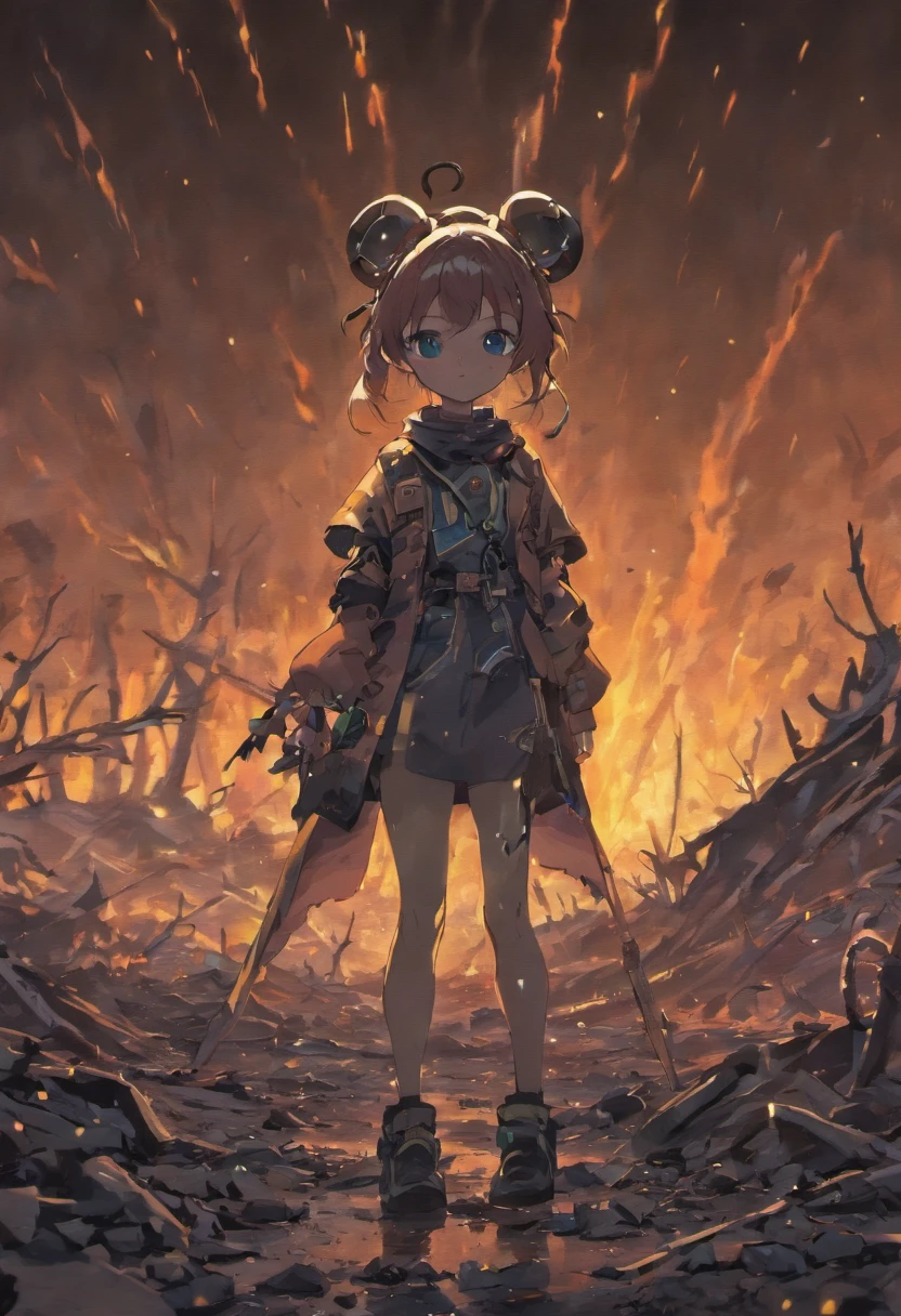 Ant with glowing blue spots in burnt wasteland