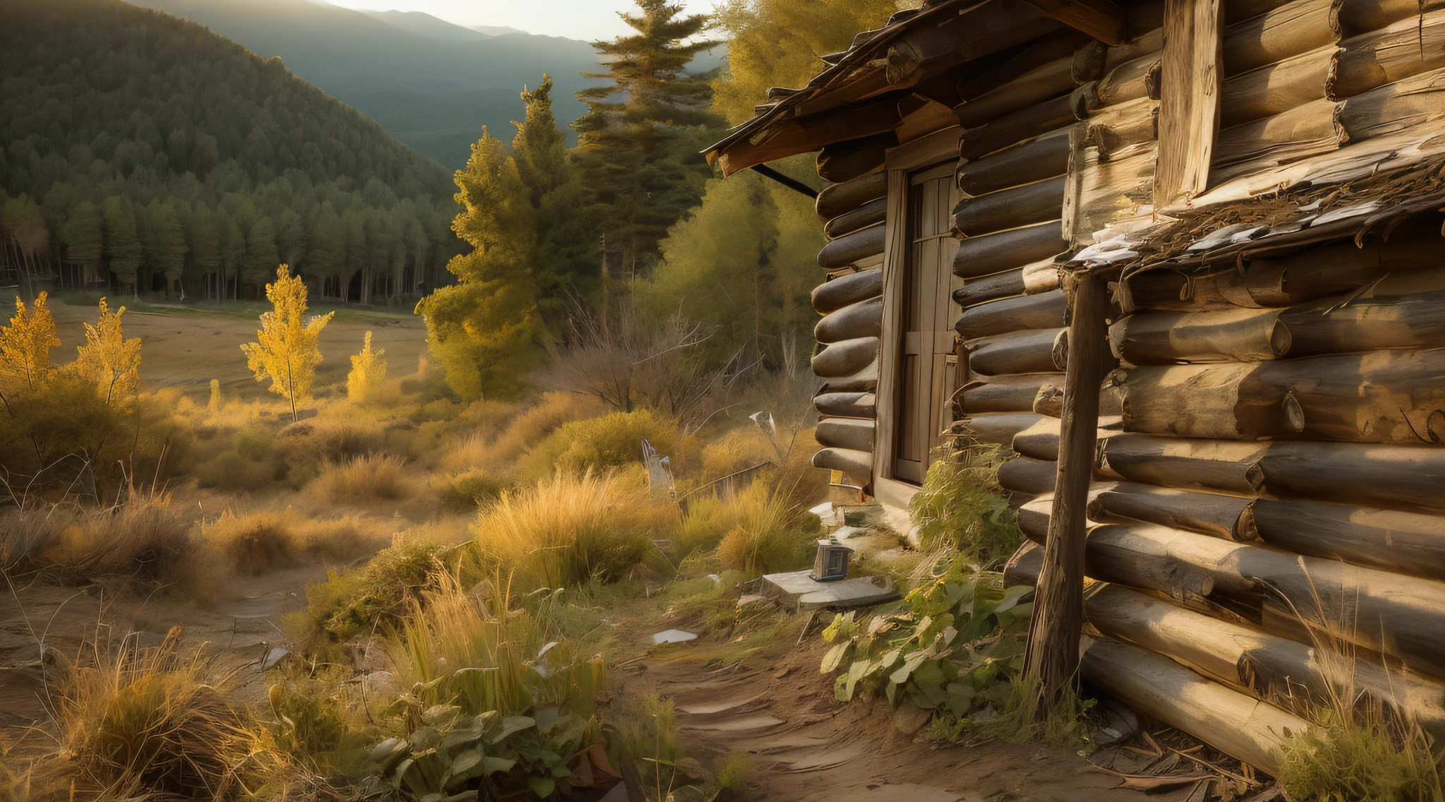As the light began to fade, an old log cabin was spotted in a small clearing ahead. The cabin's roof shimmered in the fading sunlight. The log cabin was located near a quaint steampunk village, nestled within the rugged wilderness.
Upon approaching the cabin, one could sit on the bottom porch steps, resting their hands on their knees. From this vantage point, a peaceful scene could be taken in as the day came to an end. The natural beauty of the surroundings evoked a sense of calm.
The steampunk village provided a glimpse into an imaginative world, with its unique architecture and retro-futuristic technology. Though small and remote, it was a hub of innovation and creativity.
Beyond the village lay dense forests and rolling hills. The raw, rugged wilderness possessed a spirituality and timeless quality. The changing seasons transformed the landscape in dramatic ways.
As the last light of day faded, the porch of the cabin offered a place of respite and reflection, overlooking the village and natural world beyond. It was a serene spot to connect with nature and find inner peace as darkness slowly descended.