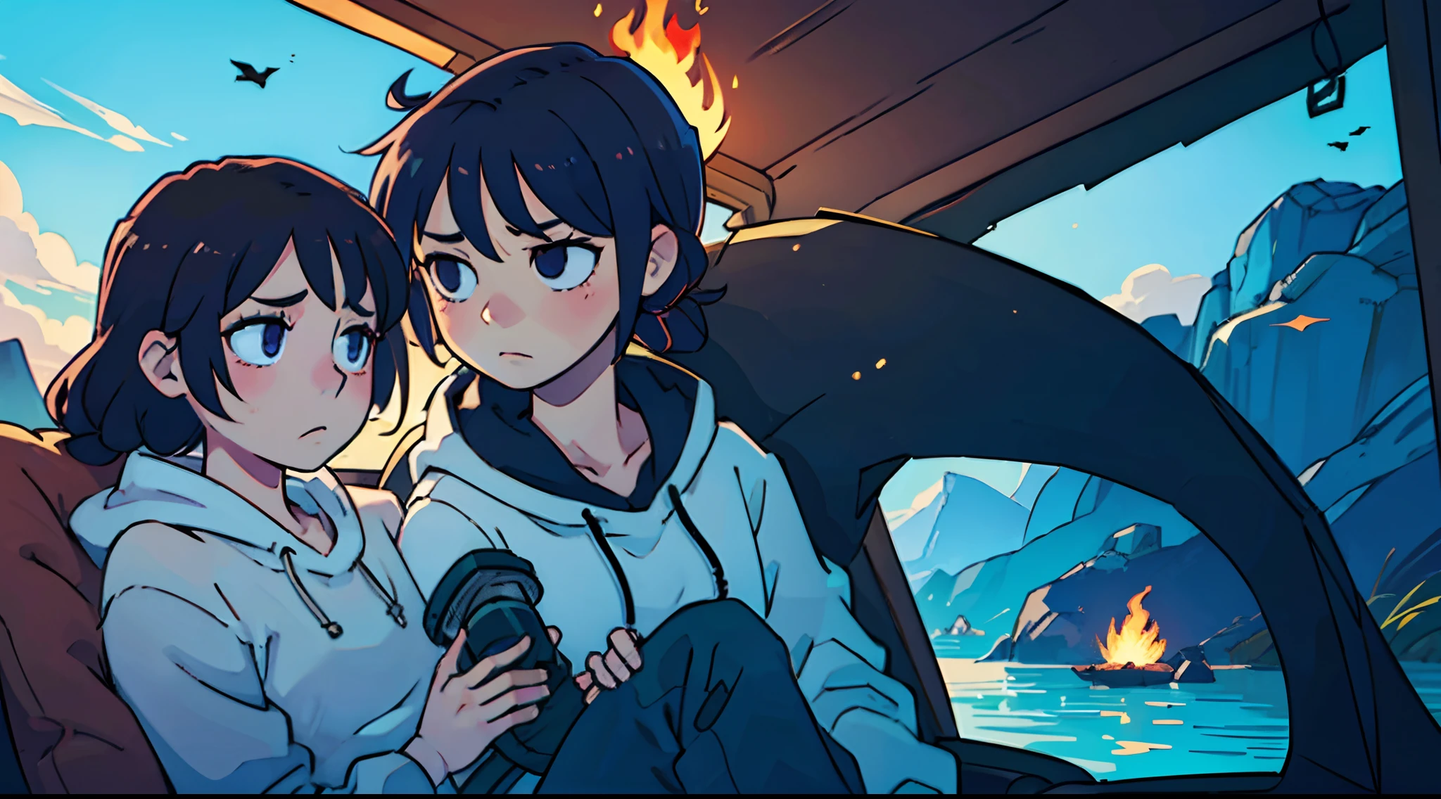 animesque、ember、Seriously ill、oxygen mask、A dark-haired