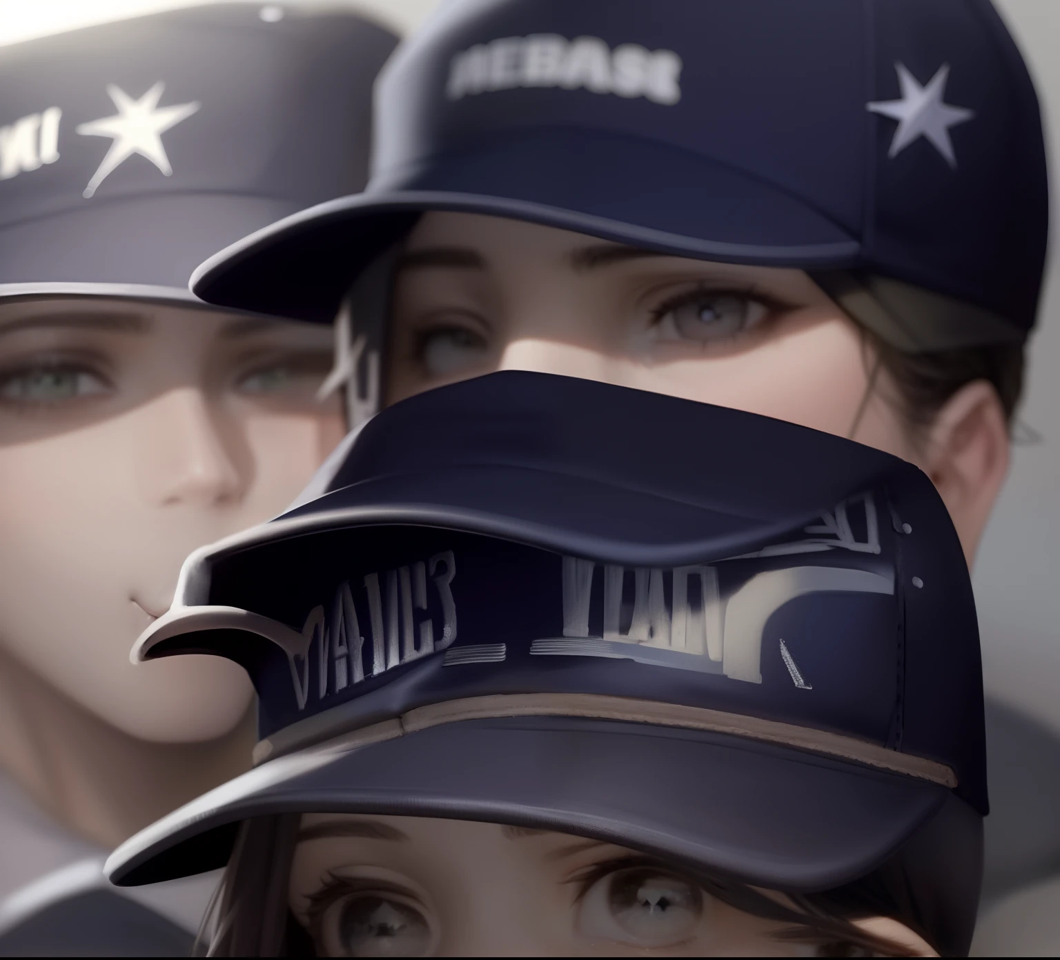 there is a baseball cap with a picture of a star on it, caps sideways, wearing a baseball cap backwards, close up details, front closeup, profile close-up view, with rap cap on head, wearing a backwards baseball cap, wearing baseball cap, wearing a navy blue utility cap, middle close up shot, not cropped, close-up view