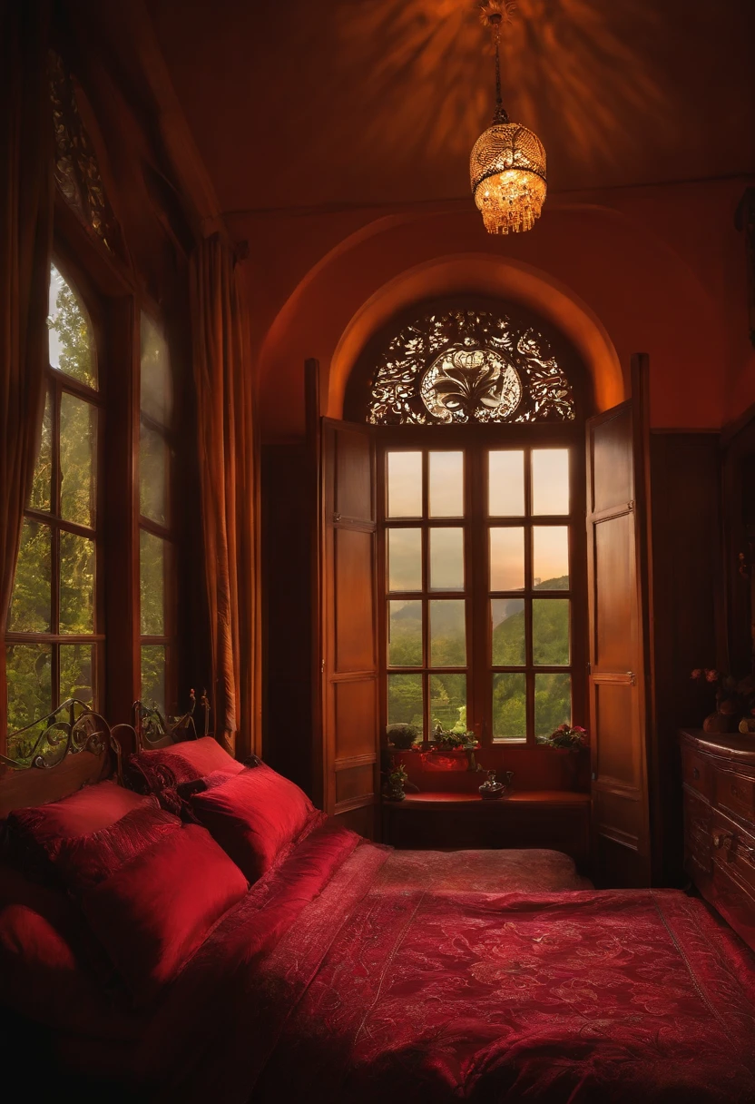 une chambre effrayante, Illuminated only by the light of the moon