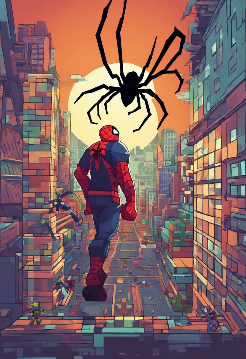 Homem-aranha, lutando contra o venom na cidade. (best angle) , (lindo)