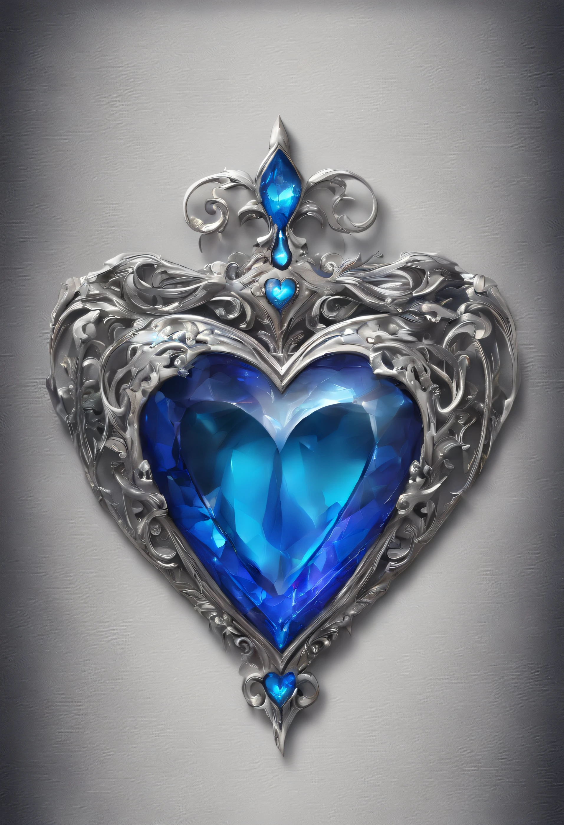 blue heart shape jewel belt buckle, silver trim