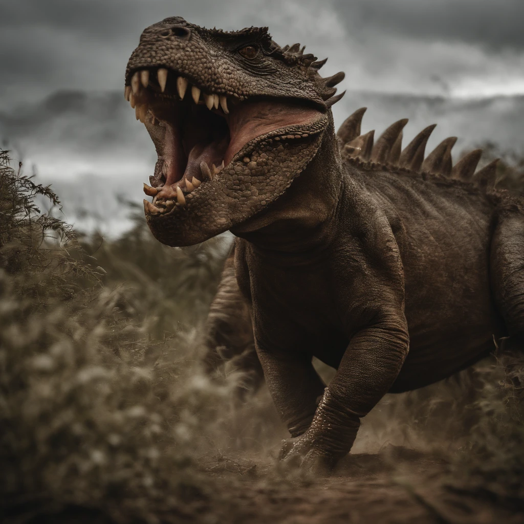 Girl sneaking through the jungle,8K,many details,Fire salad,alas,4 legs,Spotted claws,golds,Danger,Fires,sharp teeth,Big Dragon,immensity,menacing,imposing