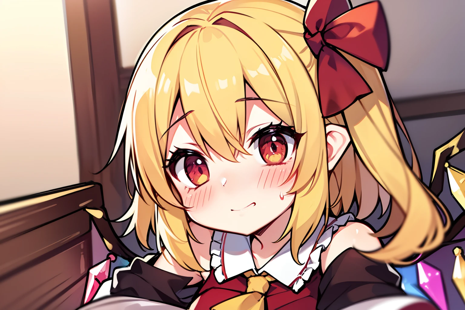Flandre Scarlet、 beautiful countenance、Eye Highlights、blushed face、Petite、bright yellow hair