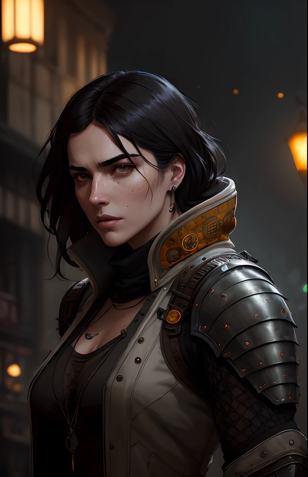portrait of man with bristle, dark hair by atey ghailan, by greg rutkowski, by greg tocchini, by james gilleard, by joe fenton, by kaethe butcher, dnd, fantasy, rogue, armor, gradient yellow, black, brown and magenta color scheme, art by greg rutkowski and artgerm, soft cinematic light, adobe lightroom, photolab, hdr, intricate, highly detailed, (depth of field:1.4), faded, (neutral colors:1.2), (hdr:1.4), (muted colors:1.2), hyperdetailed, (artstation:1.4), cinematic, warm lights, dramatic light, (intricate details:1.1), complex background, (rutkowski:0.66), (teal and orange:0.4)