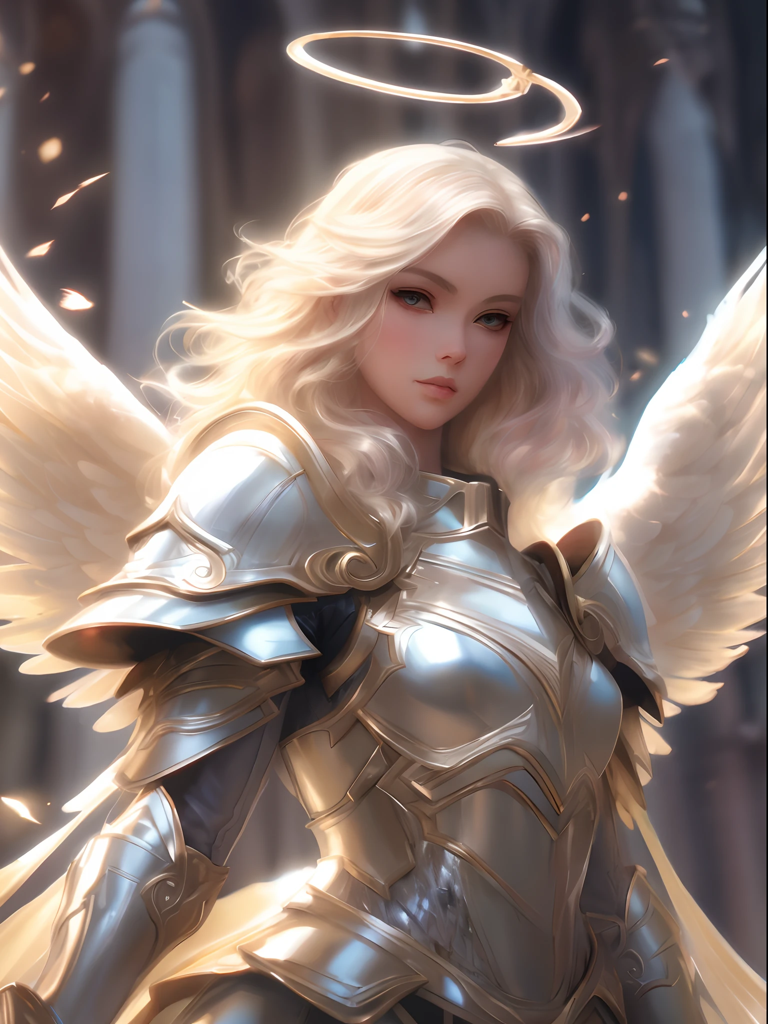 Blond angel with halo and wings in a fantasy setting, menina do cavaleiro do anjo, Artgerm extremamente detalhado, arte conceitual | Artgerm, Artgerm detalhado, Artgerm em ArtStation Pixiv, Artgerm. High detail, Graphic artist Magali Villeneuve, WLOP | Artgerm, Artgerm. anime illustration