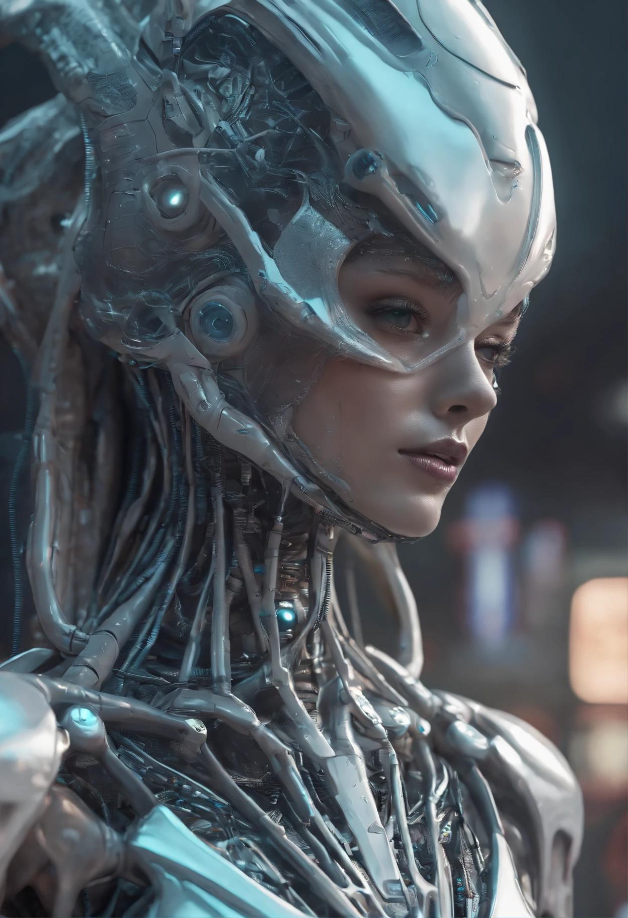 best quality,master piece,intricate details,nsfw,1girl,solo,(full body:1.4),(light smile),legs,simple background,brightly,lips,alien android,simple background,alien,brain in (transparent:1.2) skull,(organic helmet),a beautiful futuristic woman with a futuristic head,in the style of dark white and light aquamarine,translucent skin,undefined anatomy,eccentric detail placements,alien worlds,intricately sculpted,techpunk,spine,exo-skeleton,colored skin,upper body,closed mouth,breasts,depth of field,ultra hd,matte photo,bold yet graceful,intricate embellishments,8k resolution,