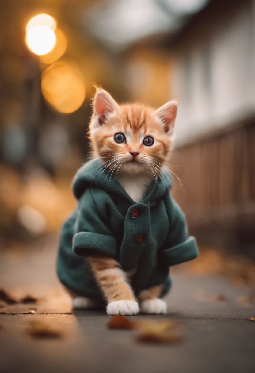 season for autumn、I have two little kittens, a cute little cat, cute kittens, Cutest, Incredibly cute, Adorable and cute, And cute and lovely. They are walking down the street with backpacks, Walking together, commute, Proudly walk down the street, And the cat is walking. They are cute in the style of 🍂 and 🍁, Adorable and cute, Cute and adorable, oh, nice and cute. They are known as real-life Tom and Jerry.Wear warm clothes、muffler、coat