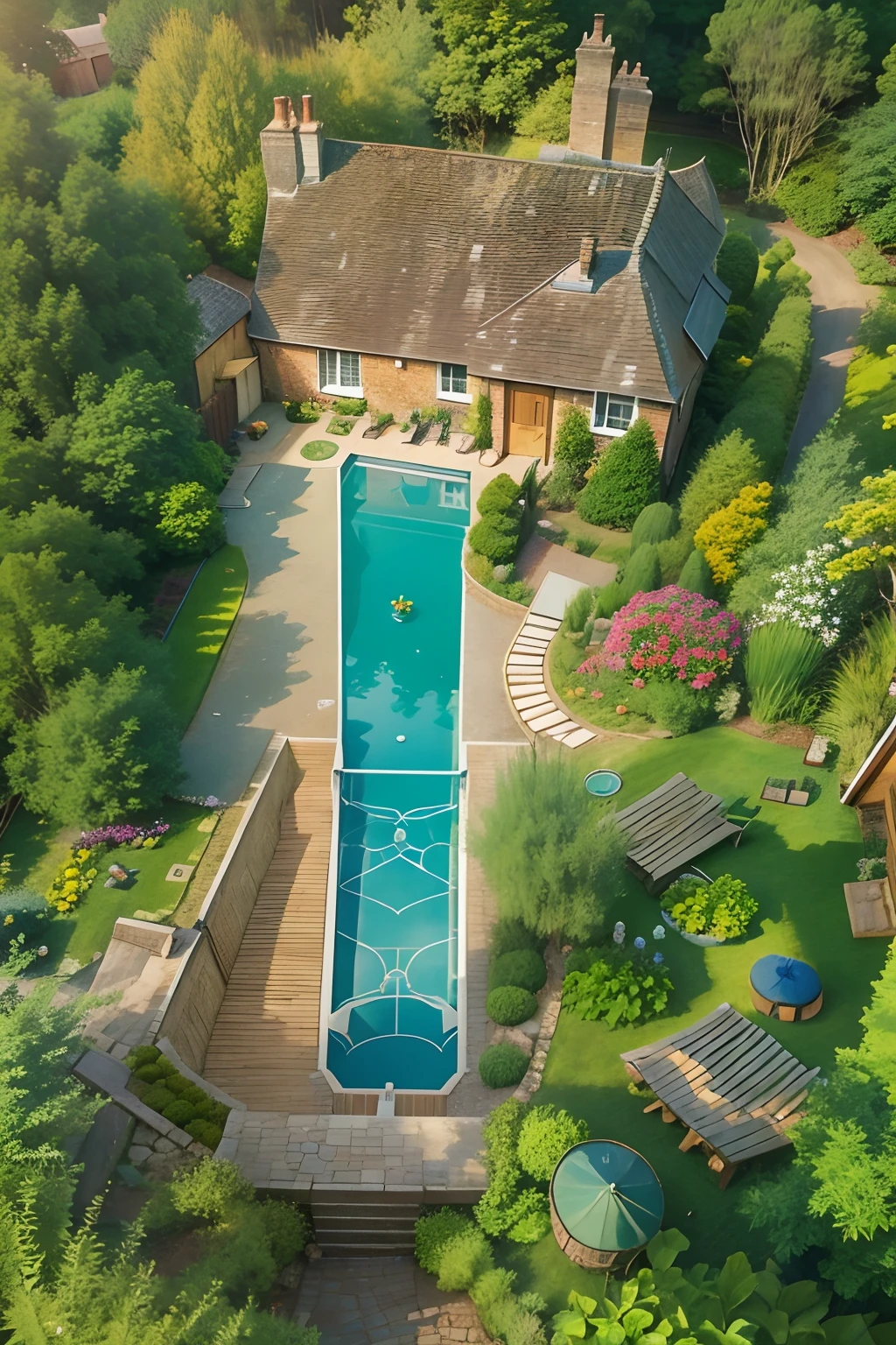 Holiday cottages, Pool, trpical garden