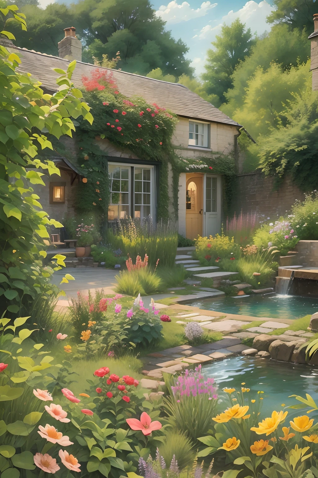 Holiday cottages, Pool, trpical garden