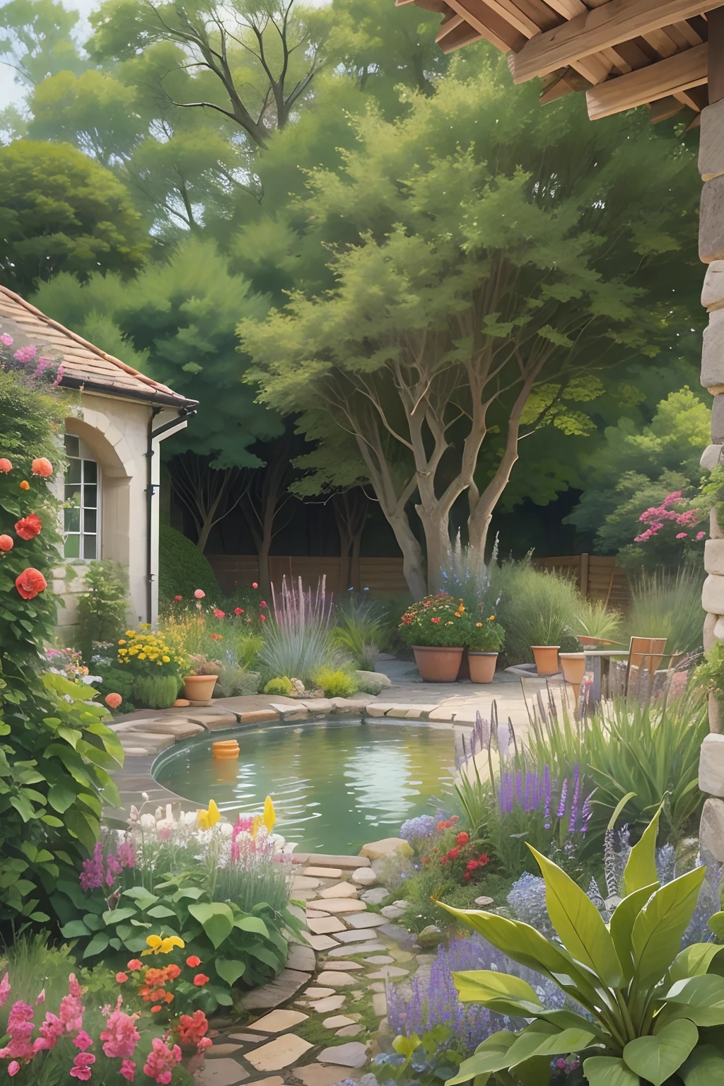 Holiday cottages, Pool, trpical garden
