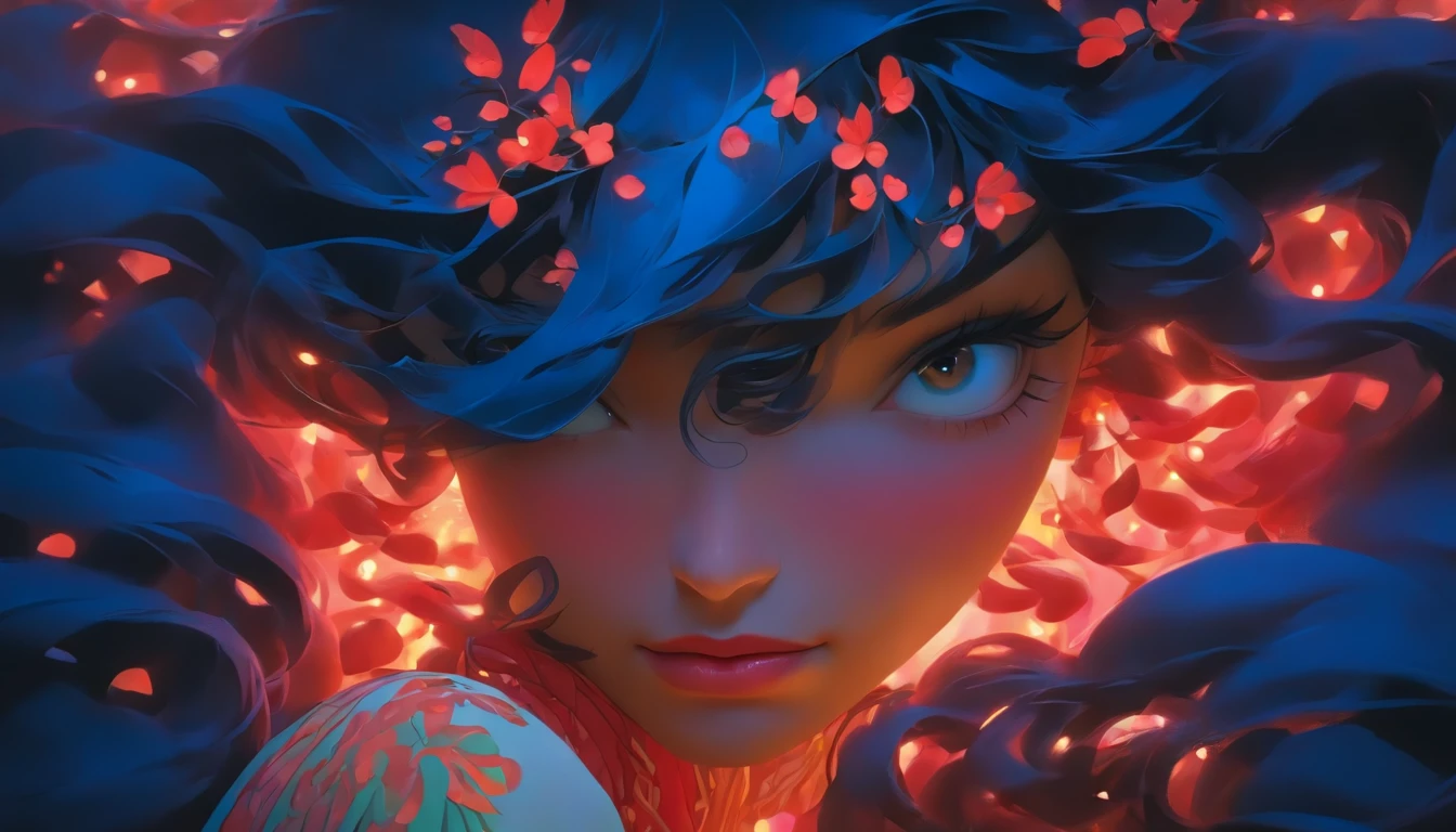 1 Heroine, 1 Beautiful Princess, In the Dark: 1.6), surreal female portraits by David Hockney and Alphonse Mucha, Fantasy Art, Korean Doll, Photorealism, Dynamic lighting, art stations, poster for, Volumetric lighting, extra detailed face, 8k ultra, full bodyesbian, Awarded, In the Dark, deepshadow, lowkey, cowboy lens, (red phoenix dress: 1.4), Long hair, Black hair, Bust, luxurious palace, Royal style, Princess Crown, Big round black eyes, Style Royal, The most beautiful face, big and regular breasts, Super realistic,