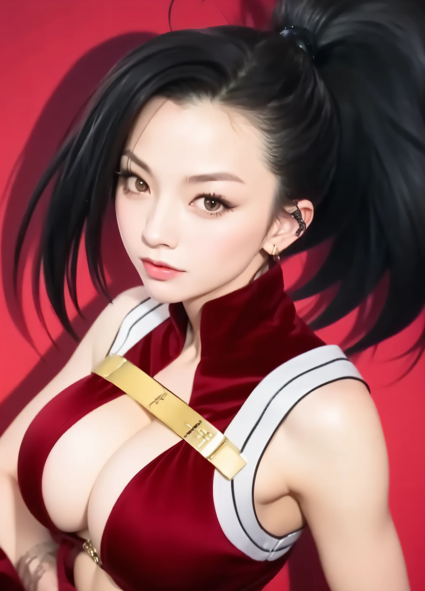 a close up of a woman with a very big breast, portrait of tifa lockhart, tifa lockhart portrait, seductive tifa lockhart portrait, mai shiranui, tifa, tifa lockhart, portrait of a female anime hero, character from king of fighters, rin tohsaka, tifa lockheart, glamorous tifa lockheart, portrait of chun li