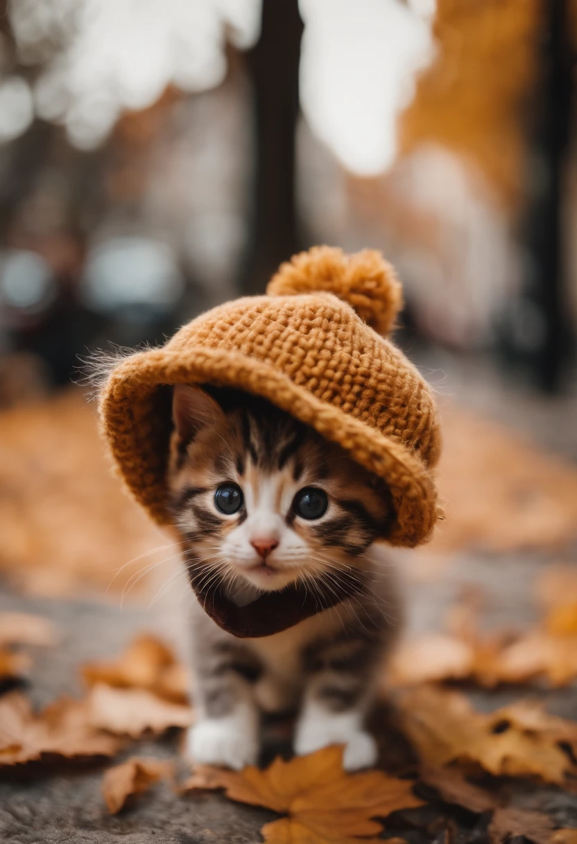 season for autumn、I have two little kittens, a cute little cat, cute kittens, Cutest, Incredibly cute, Adorable and cute, And cute and lovely. They are walking down the street with backpacks, Walking together, commute, Proudly walk down the street, And the cat is walking. They are cute in the style of 🍂 and 🍁, Adorable and cute, Cute and adorable, oh, nice and cute. They are known as real-life Tom and Jerry.Wear warm clothes、muffler、coat