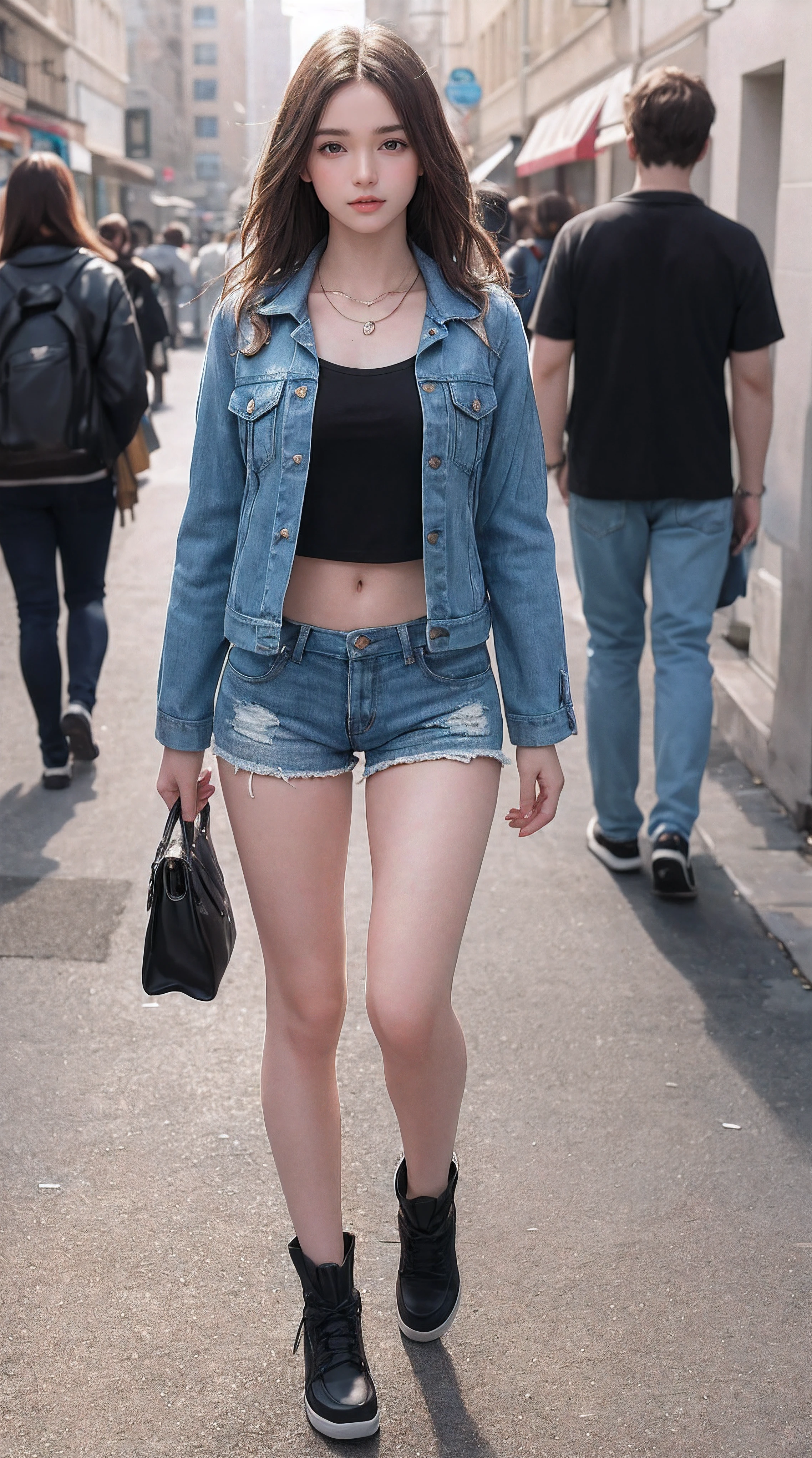 Teenage girl, age 16, pretty, trendy teenage fashion, three legs, auburn hair,