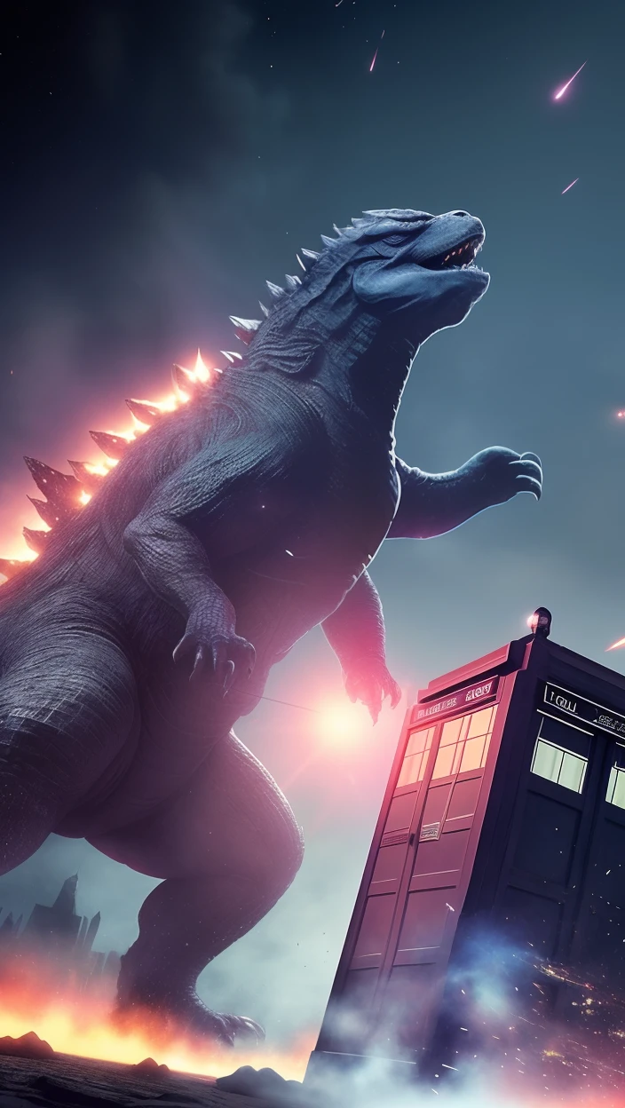 Godzilla chasing the TARDiS.