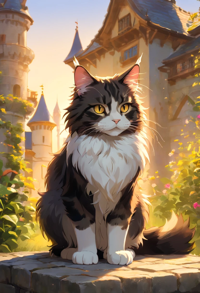 "Generate ultra-high-definition images of chic cats, Classic Cat Pose. Using advanced macro photography techniques、Highlights the intricate details of the cat's coat, mustaches, And expressive eyes.
Place the camera at the cat's eye level, Create an intimate connection between the viewer and the cat subject. Implement a wide aperture for a shallow depth of field, Make the cat stand out clearly against a gently blurred background.
Improve lighting to emphasize the texture and contours of the cat's body, Using the software, Remove coarse shadows、, cosy atmosphere.
Catch a cat in a relaxed position, But balanced, Show your flexibility and elegance. Try to capture the moment in natural movement, Stretching, grooming, etc., To convey a sense of authenticity.
Implement post-processing techniques to improve image clarity, contrast, and color balance, Secure all aspects, From the intricate patterns of cats to their intense gazes, Rendered in stunning detail.
Finally, convey the gentle beauty and innate grace of the cat,, Capture fleeting moments celebrating the unique essence of a cat's curiosity and balance." ((Maine coon)), ((Background: castle)), ((golden hour light)), ((majestic)), ((black cat)), ((old cat))