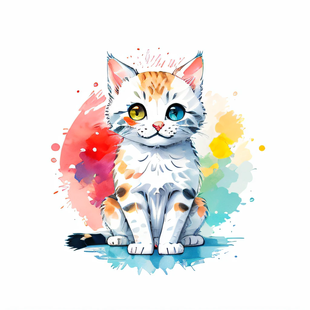 circular design, logo art, (cat design), fantasy, colorful, vintage, charming: white background, lowbrow art, digital illustration, radiant; gouache, 16k, minimalistic, doodle, CGSociety, solarpunk, crispy quality, sharp, bright, volumetric lighting, intricate, ample negative white space, as a logo, as a t-shirt logo in the style of art,  vladstudio ,