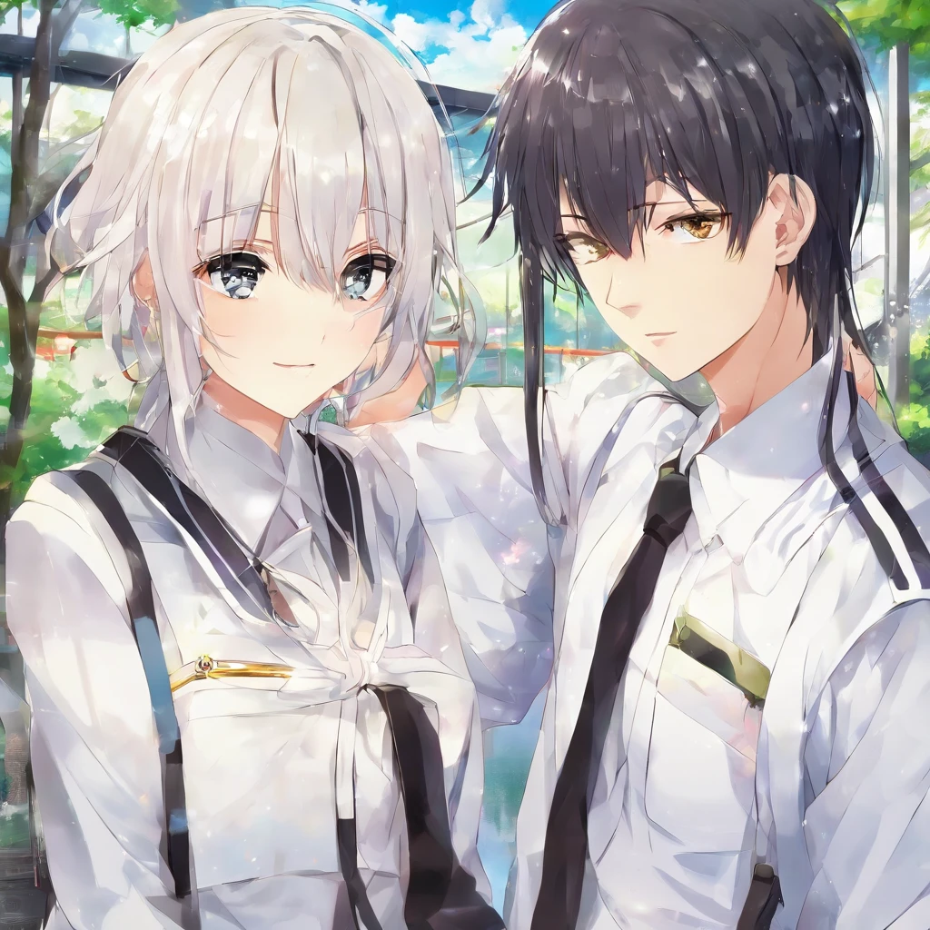 masterpiece, bestquality, 10, UHD, North.S.Shojo, painting, Beautiful eyes and detailed faces, illustration, beautiful details, anime, -yeld bo,long White hair, yellow eyes, High level of creativity, gorgeous face, Japanese Men, Pretty Boy, School Girls Uniform, sharp, Sitting distracted in the classroom, Sharp lighting, anime, The young man was disgusted with the world., School Girls Uniform, Men resemble women.