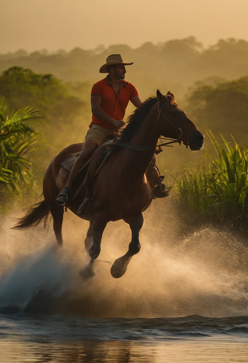 GAROTO FELIZ, RIDING ON TOP OF A TRIGRE IN THE UHD AMAZON