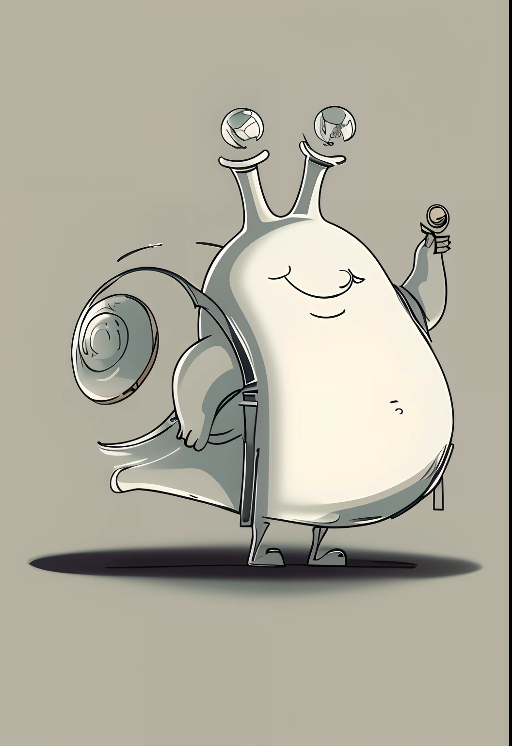 Drawing of a cartoon character carrying a snail shell on his back, cell shaded adult animation, snail, cel-shaded, Stylized proportions, concept sketches, stylized linework, heavy lineart, IP role design, merged character, Outline sketch, clean cel shaded, cel-shaded!!!, digitally draw on wacom tablet