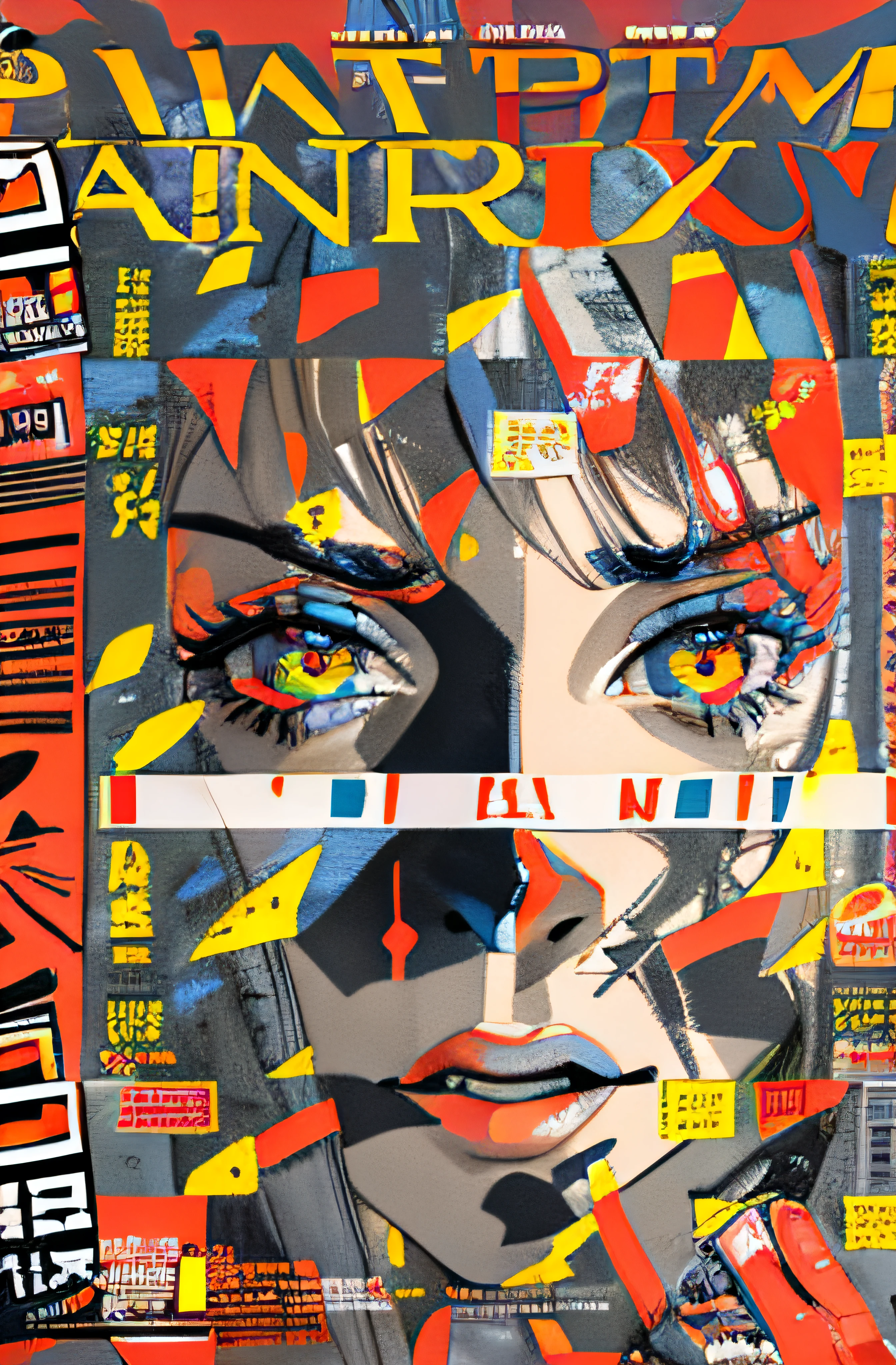 (((happy))), (((gritty))), (((intense)))) The movie poster features \(Masterpiece, Best Quality), 8k Wallpaper, highly detailed, poster, vintage, 1960s, Bauhaus, cinematic movie poster, shapes, lines, abstract, propaganda, mid century modern, movie poster, The color palette is dominated by dark colors, dotted with bright colors, giving the poster a dynamic and visual impact, (magazine:1.3), (cover-style:1.3), fashionable, vibrant, outfit, posing, front, colorful, dynamic, background, element, confident, expressive, holding, statement, attachment, majestic, coiled, around, touch, scene, cover, bold, eye-catching, fashion, catchy, bigger, eye-catching, modern, trendy, focused, stylish,
