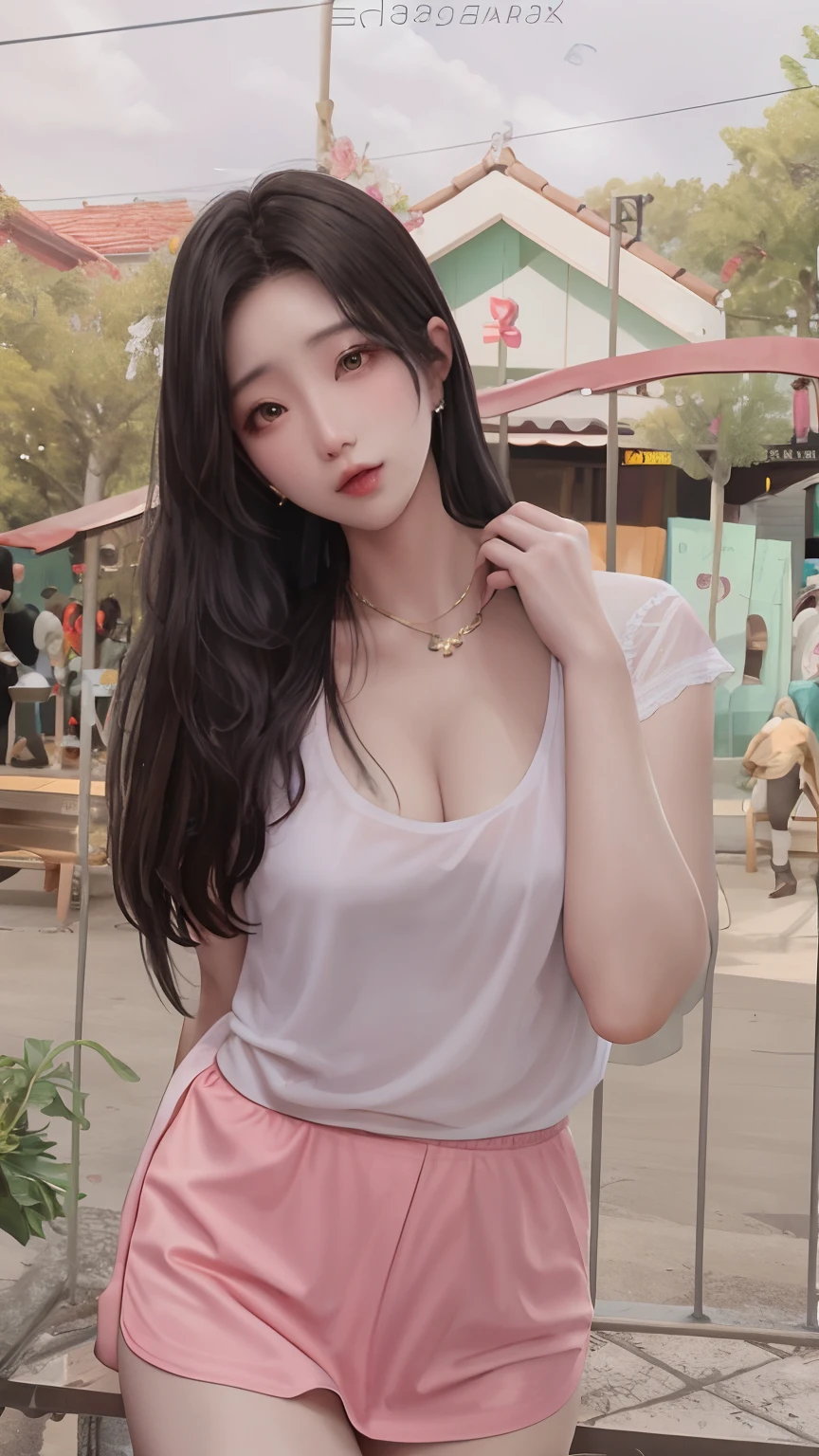 araffe asian woman sitting on a bench in a pink shirt, gorgeous young korean woman, korean girl, xintong chen, young and cute girl, asian girl, beautiful south korean woman, chinese girl, young asian girl, a cute young woman, beautiful young korean woman, trending at cgstation, jaeyeon nam, xision wu, sakimichan