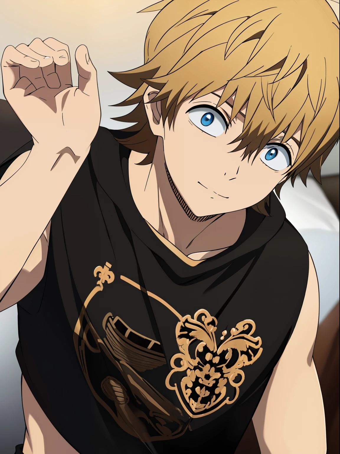 Highres, Masterpiece, Best quality at best,Best Quality,hight quality, hight detailed, boy, 1boy, luck_voltia, tank top,